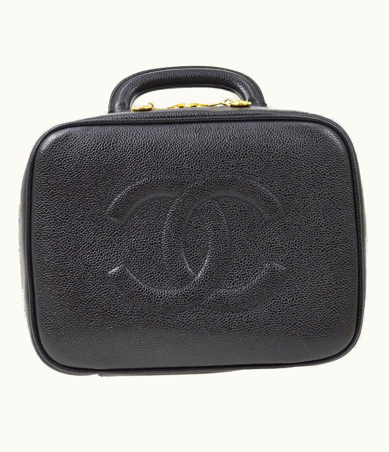 Chanel Chanel 1996-1997 Lunch Box Vanity Medium Black Caviar Ao28476