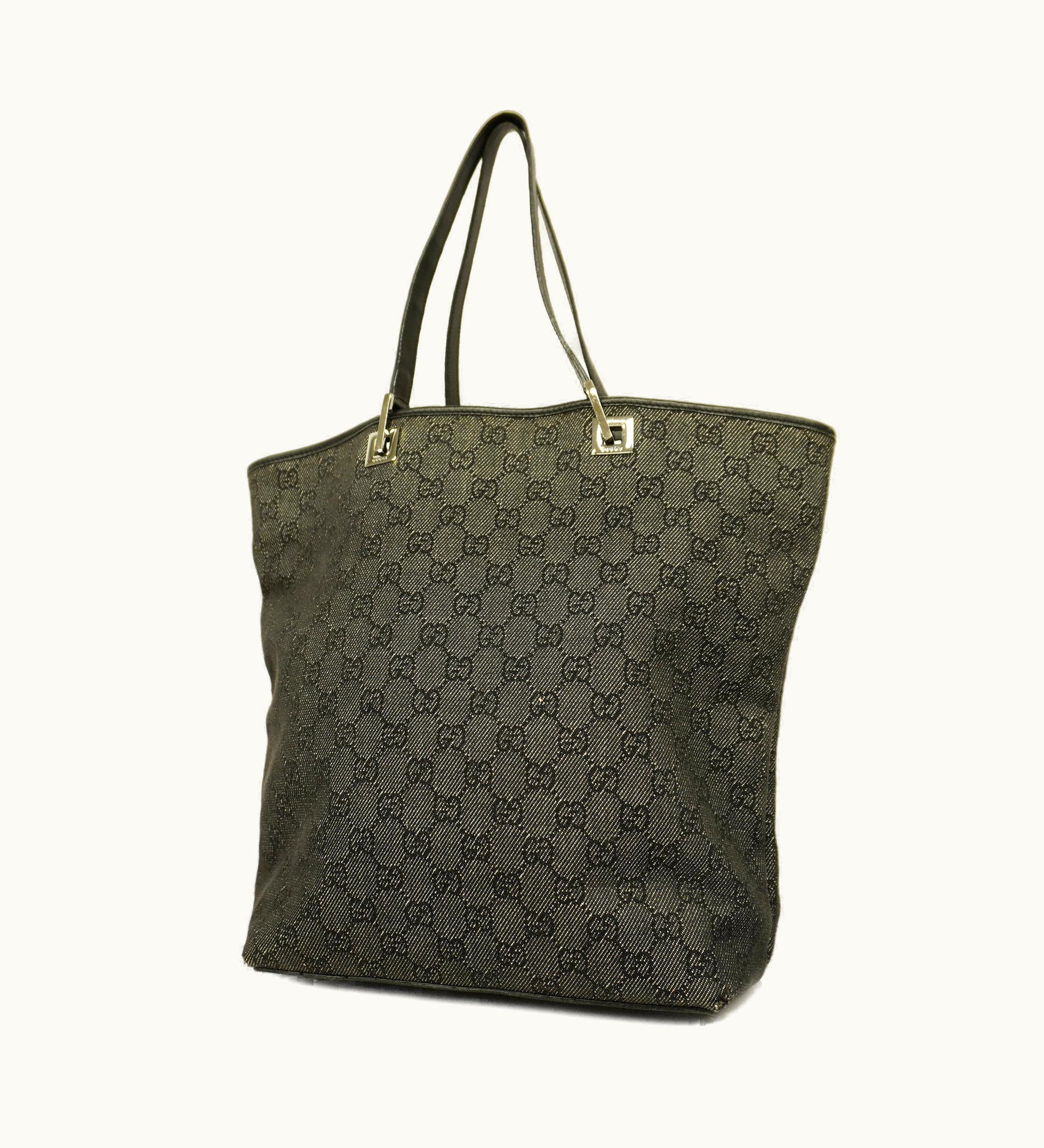 Gucci Gucci GG Canvas Tote Bag 120836 Women's Leather Tote Bag Black