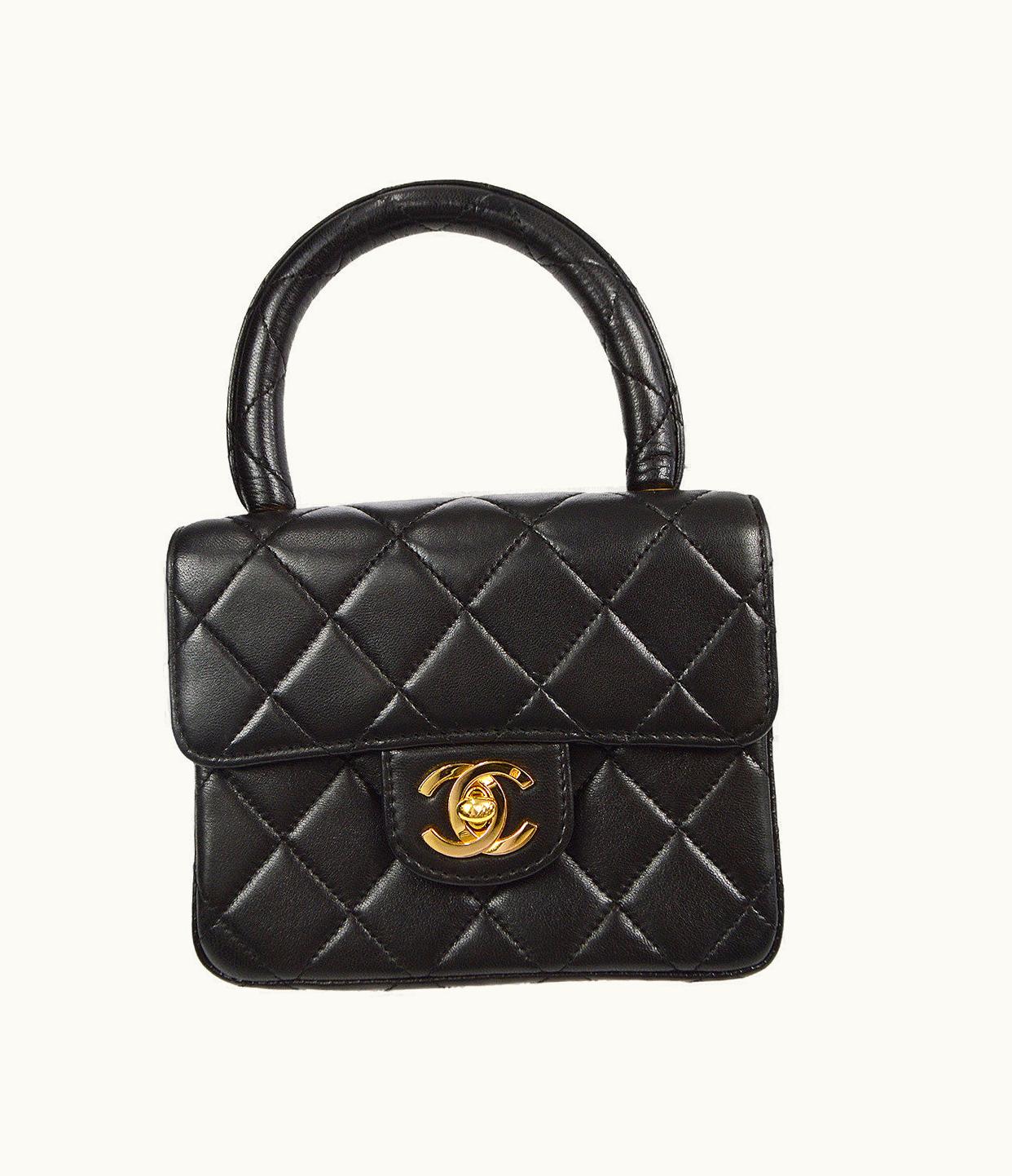 Chanel Chanel Classic Flap Micro Square Handbag Black Lambskin 91607