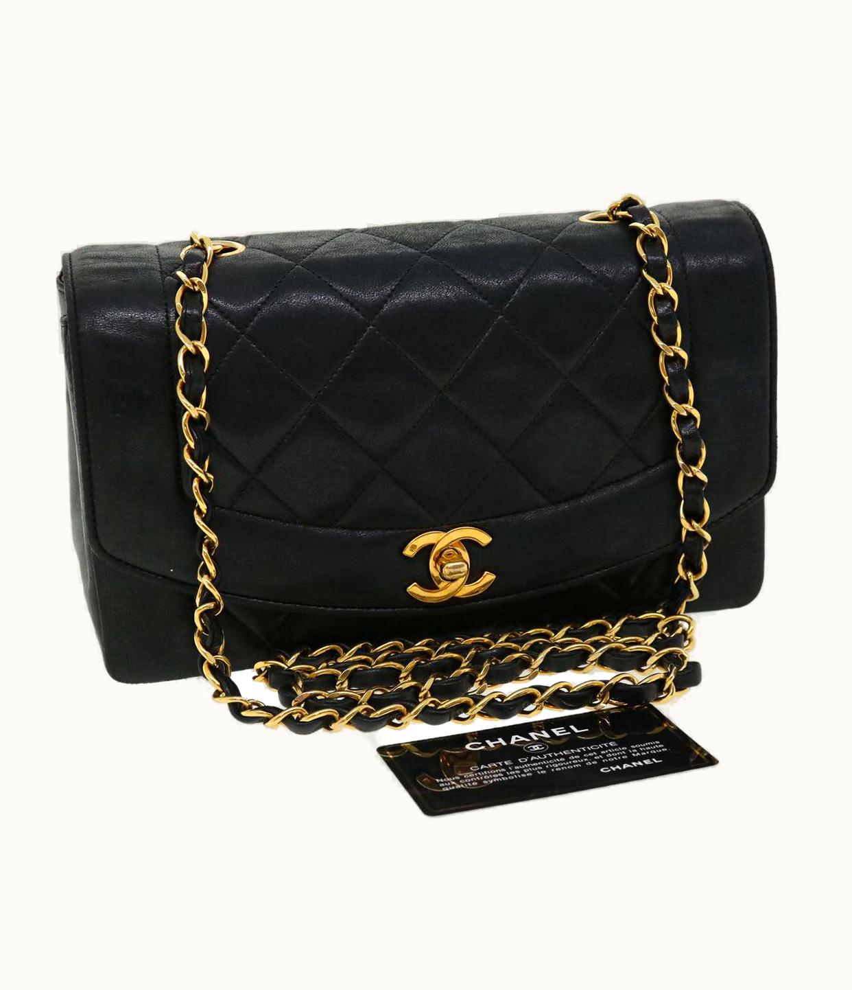 Chanel Chanel Diana Matelasse Shoulder Bag Lamb Skin Black CC