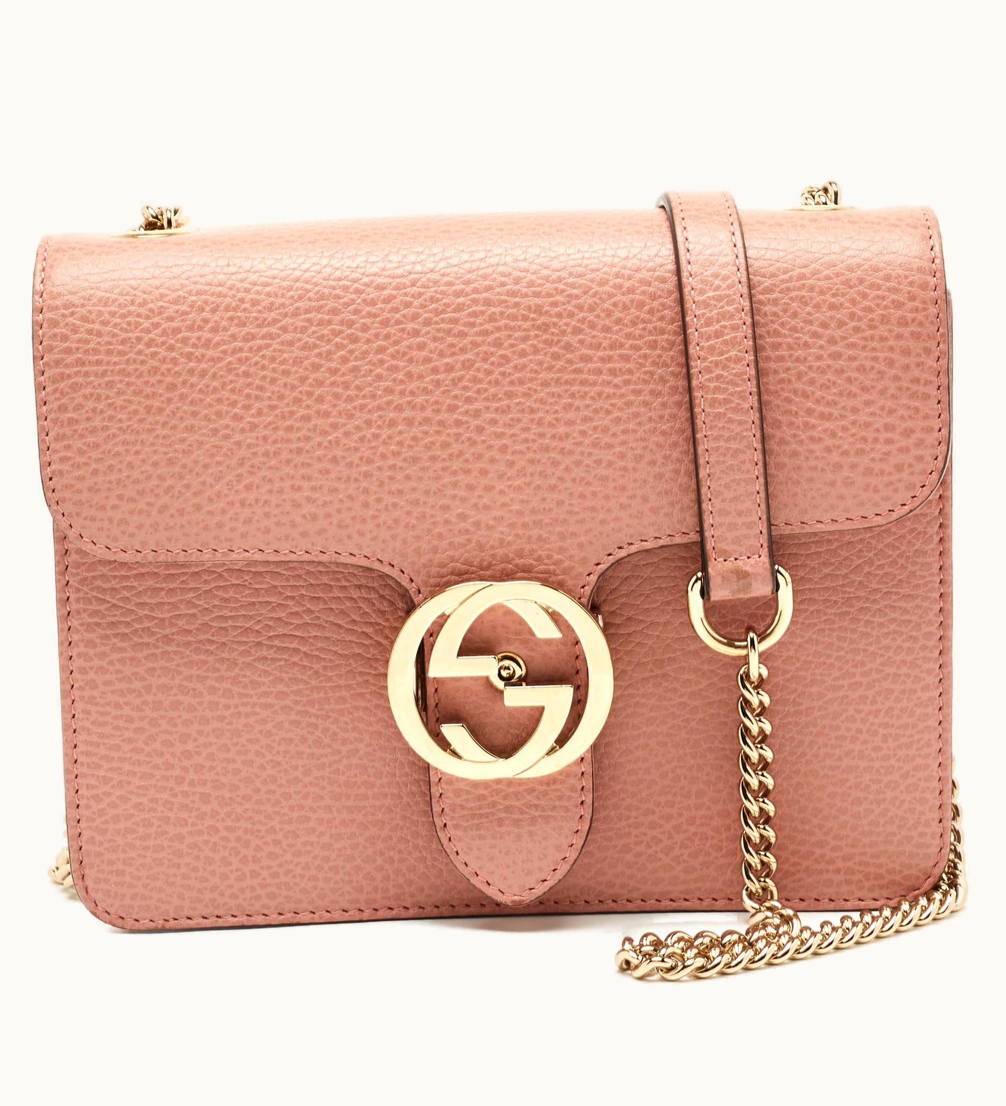 Gucci Gucci Pink Leather Dollar Interlocking G Crossbody Bag
