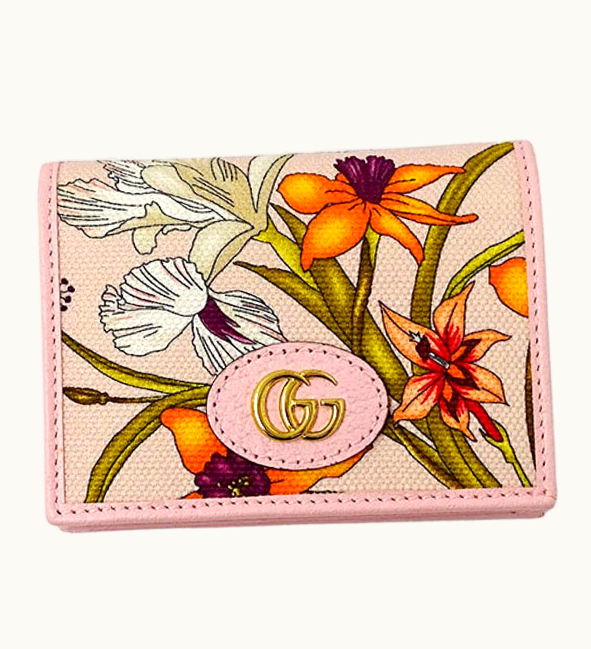 Gucci Gucci Wallet Women's Bifold Flora Canvas Light Pink 577347 Flower