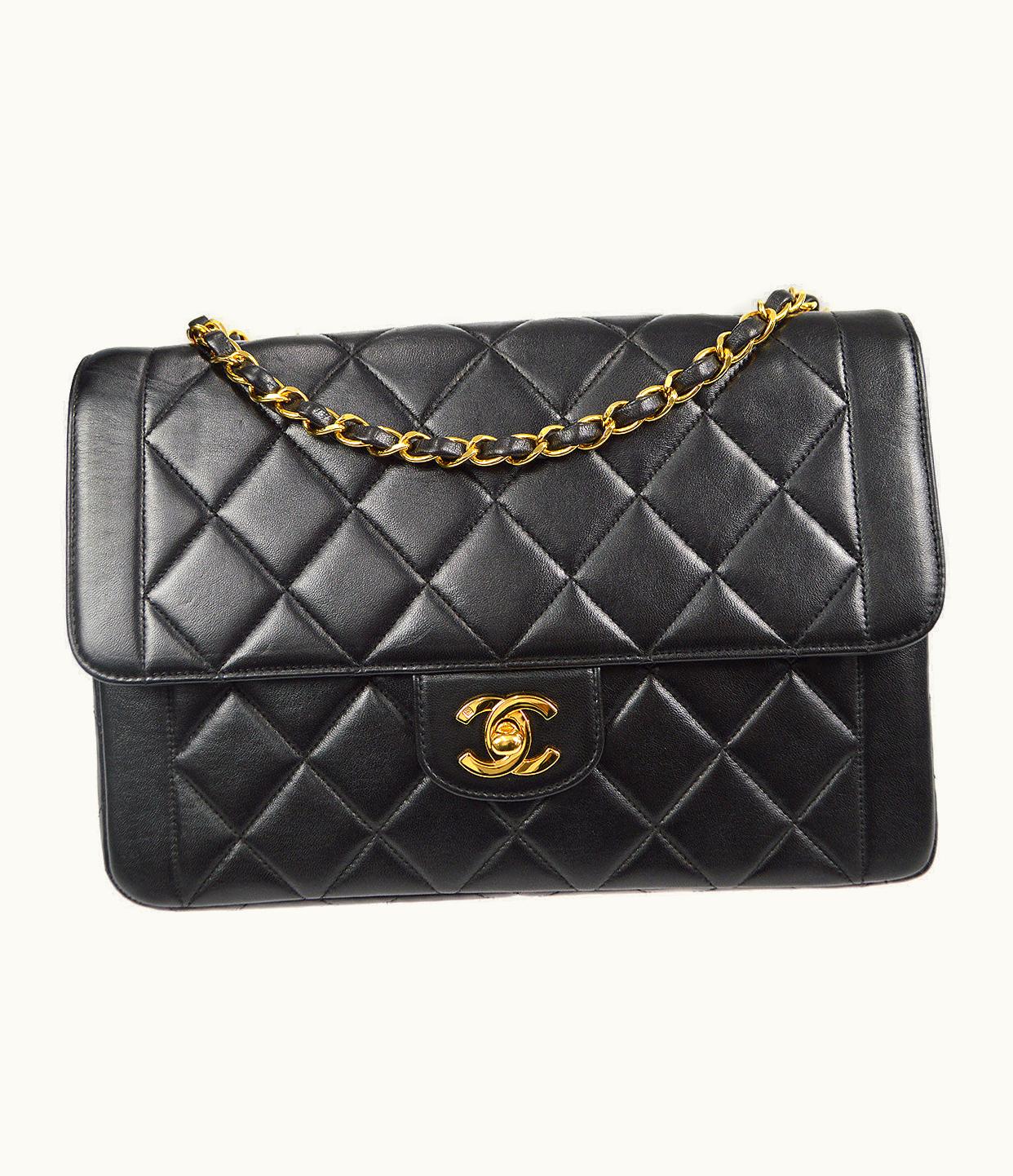 Chanel Chanel 1994-1996 Border Flap Medium Black Lambskin 87840