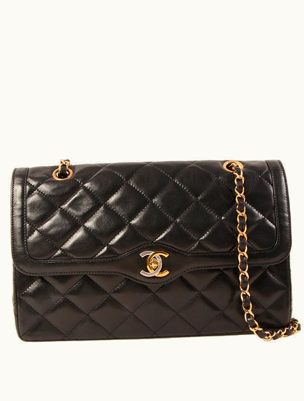 Chanel Chanel Around 1992 Made Paris Limited Design Flap Chain Bag Black