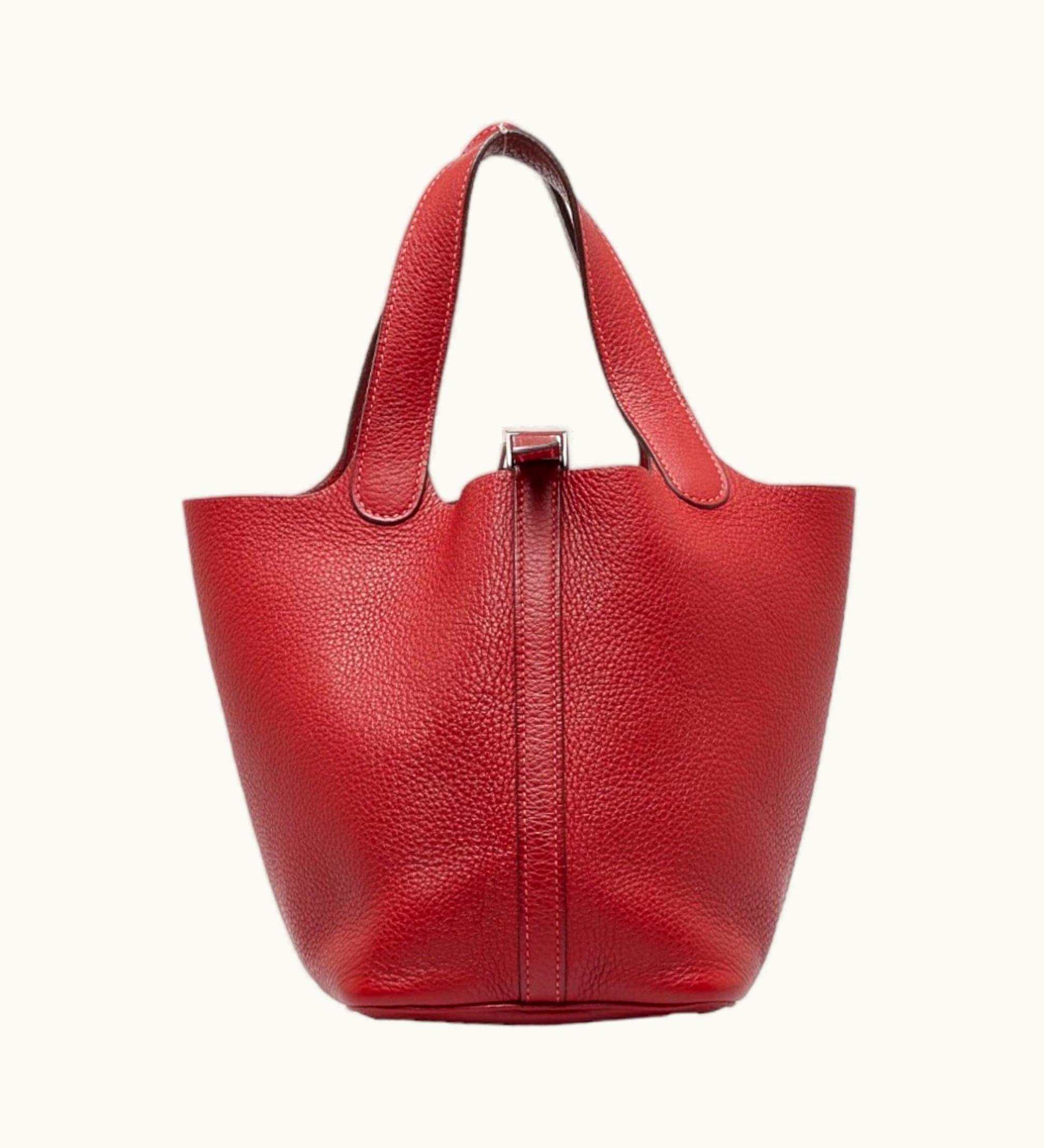 Hermès Hermès Picotin PM Sv Metal Fittings Handbag Rouge Ash Taurillon Clemence Women's