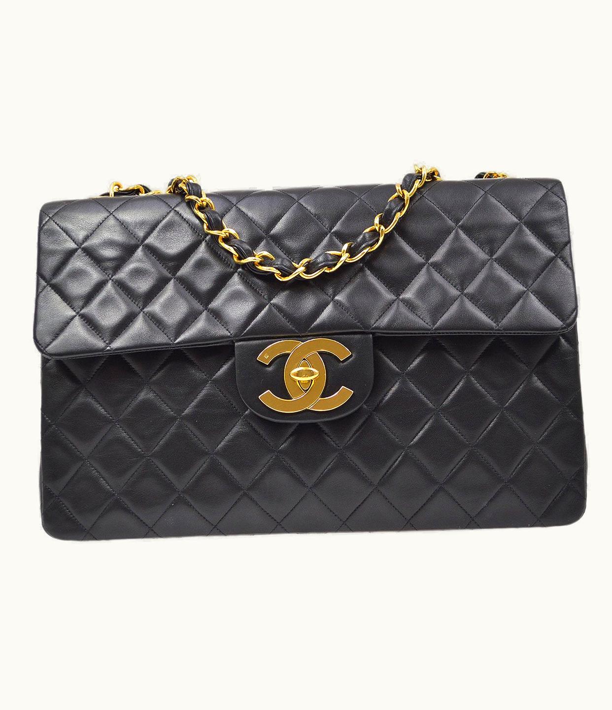 Chanel Chanel 1994-1996 Classic Flap Maxi Black Lambskin 70688