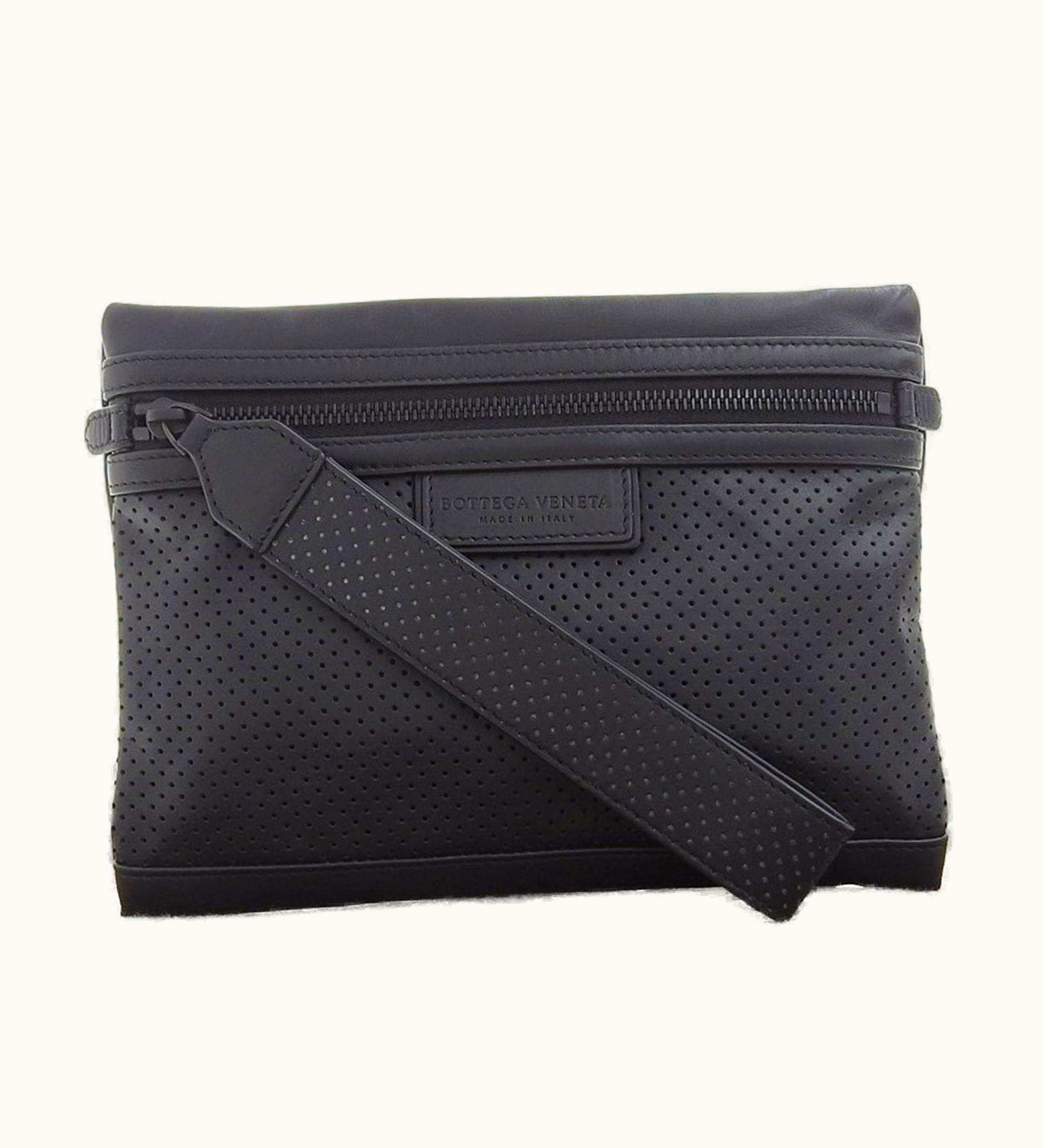 Bottega Veneta Bottega Veneta Punching Pouch Clutch Bag Leather Black 566199