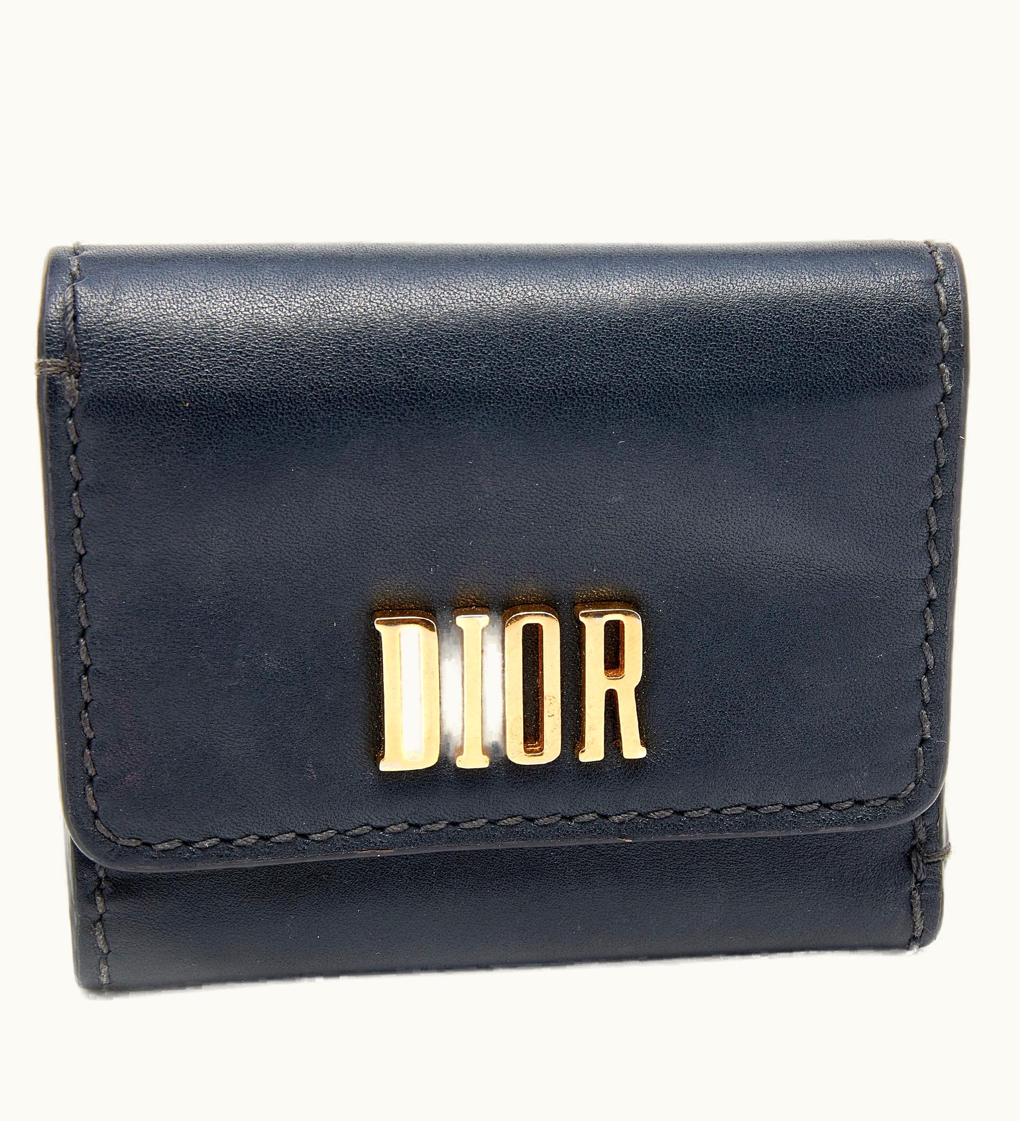 Dior Dior Grey Leather D-Fence Compact Wallet