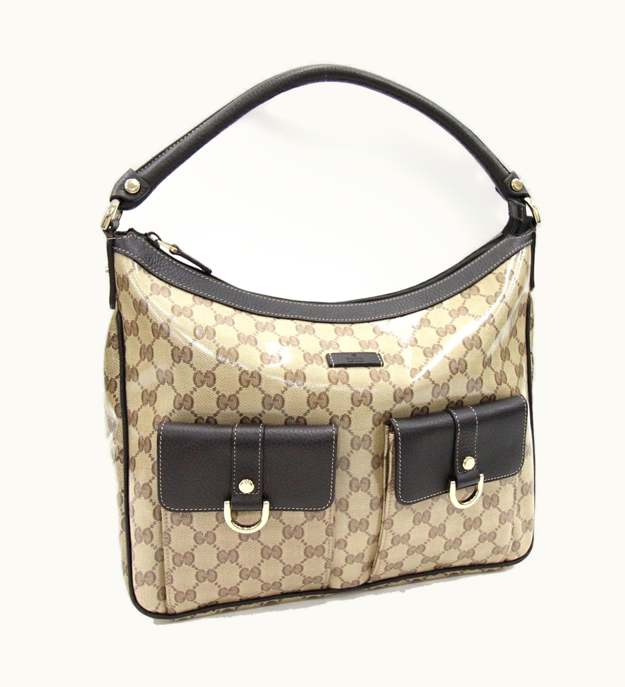 Gucci Gucci One Shoulder Bag GG Crystal 293581 Dark Brown Beige Ladies