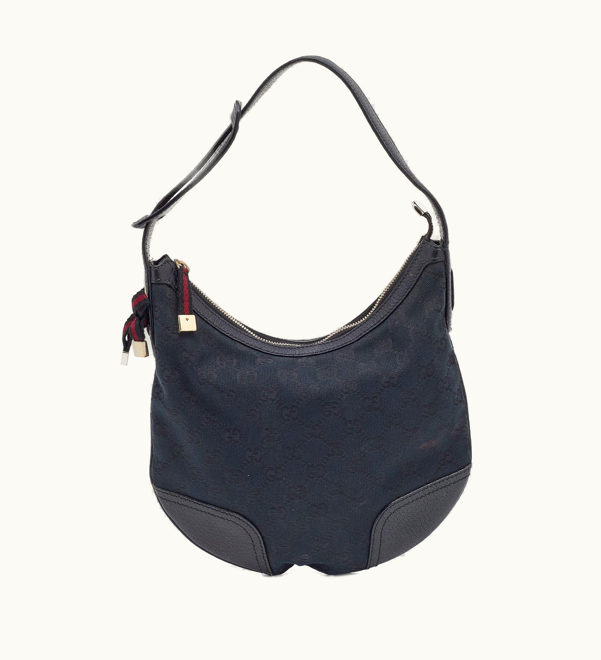 Gucci Gucci Black GG Canvas And Leather Small Princy Hobo