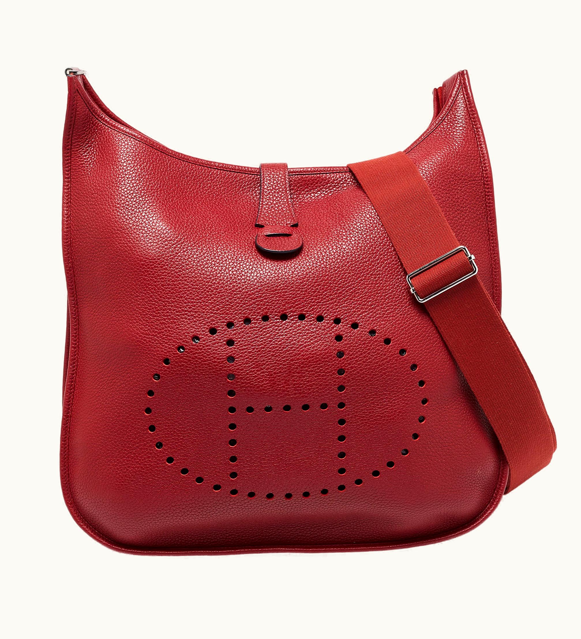 Hermès Hermès Rouge Garance Togo Leather Evelyne III Tgm Bag