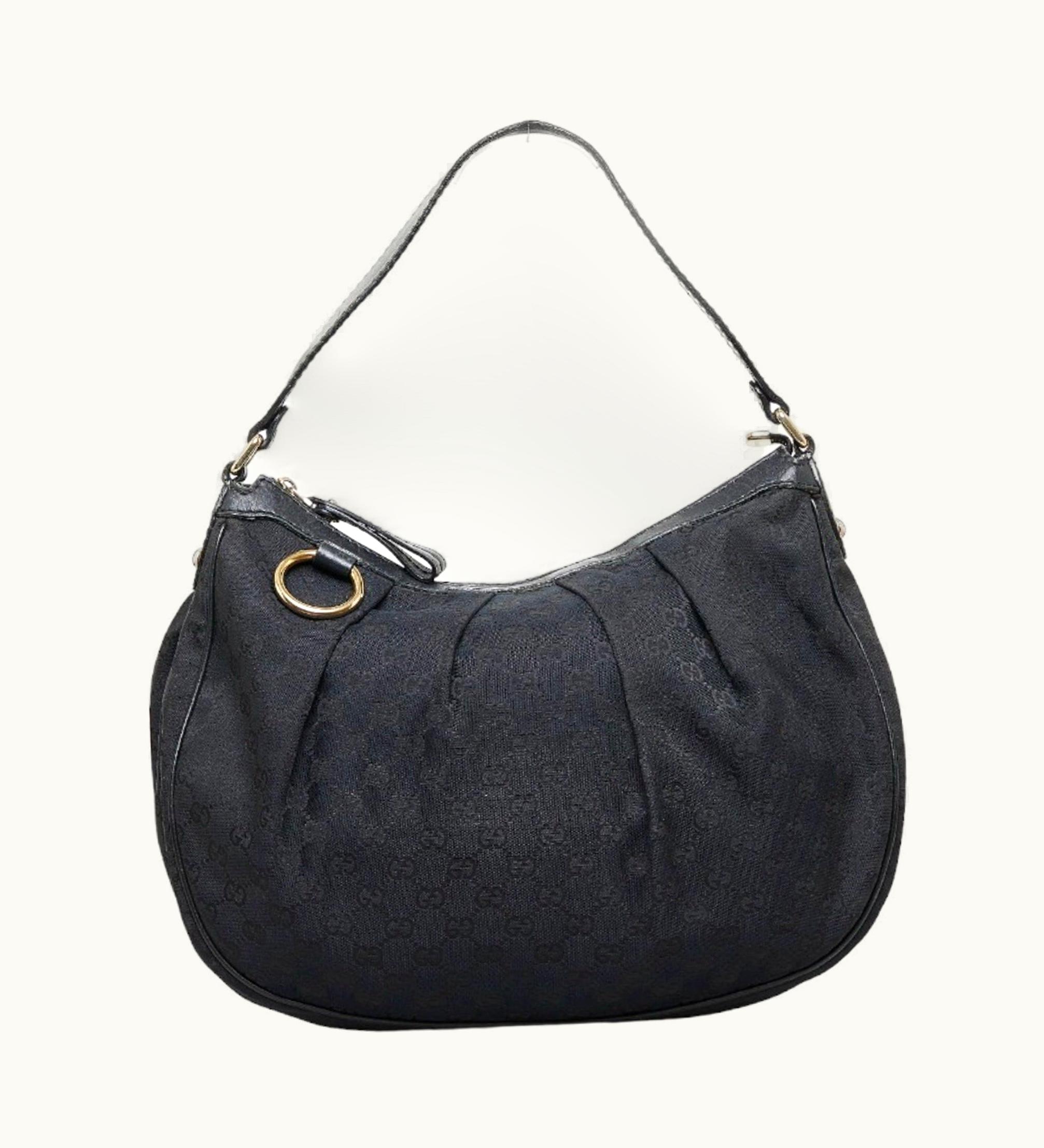 Gucci Gucci GG Canvas One Shoulder Bag Handbag 232955 Black Leather Ladies