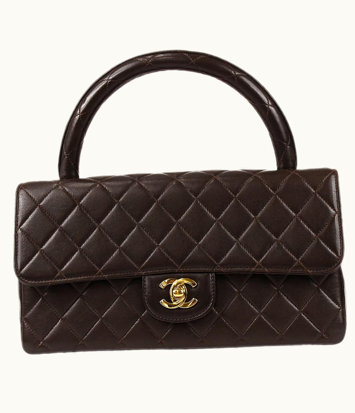 Chanel Chanel 1994 Classic Flap Handbag Medium Brown Lambskin 67725