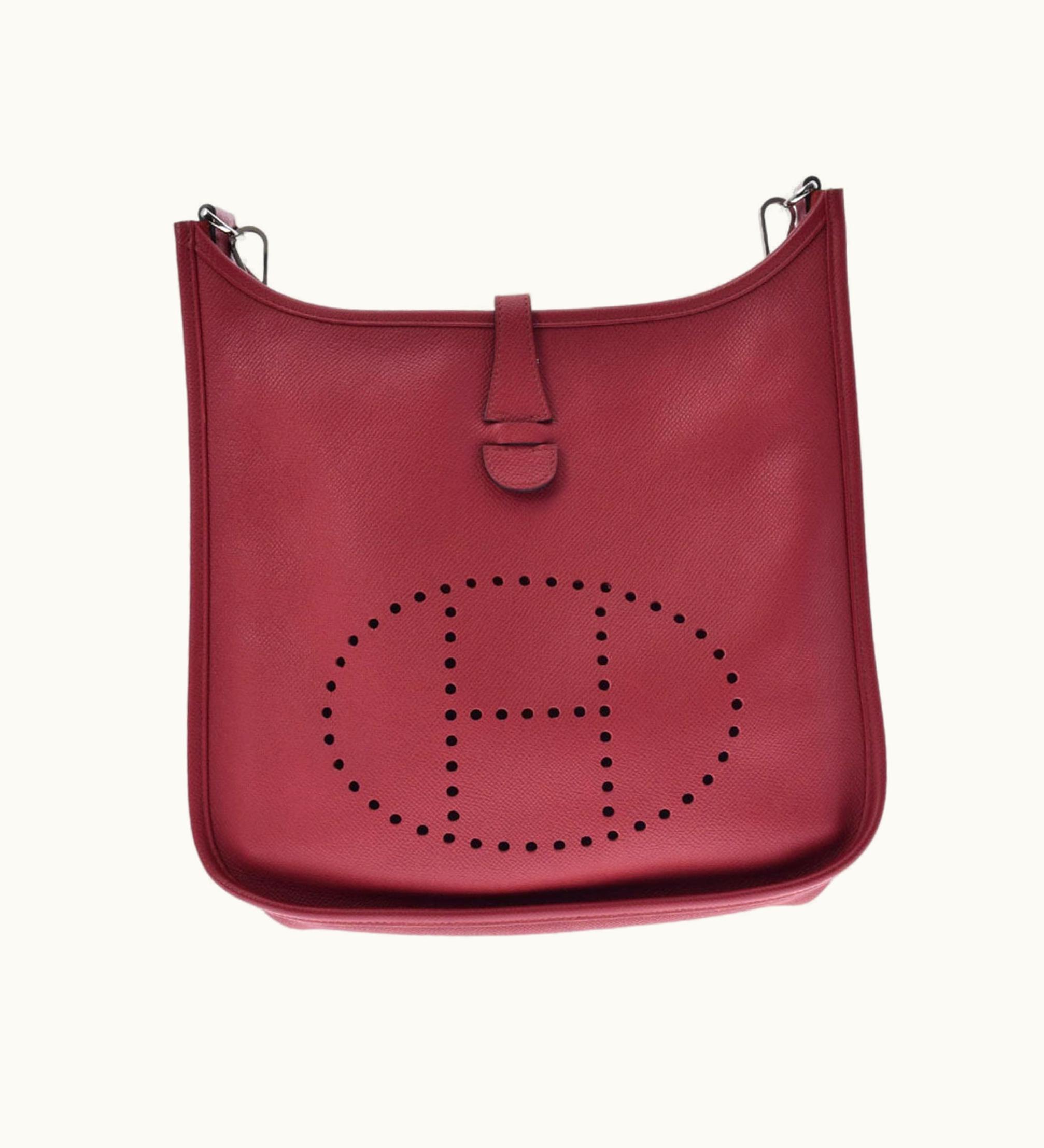 Hermès Hermès Evelyne 3 PM Rouge Grena X Engraved (Around 2016) Unisex Vaux Epson Shoulder Bag