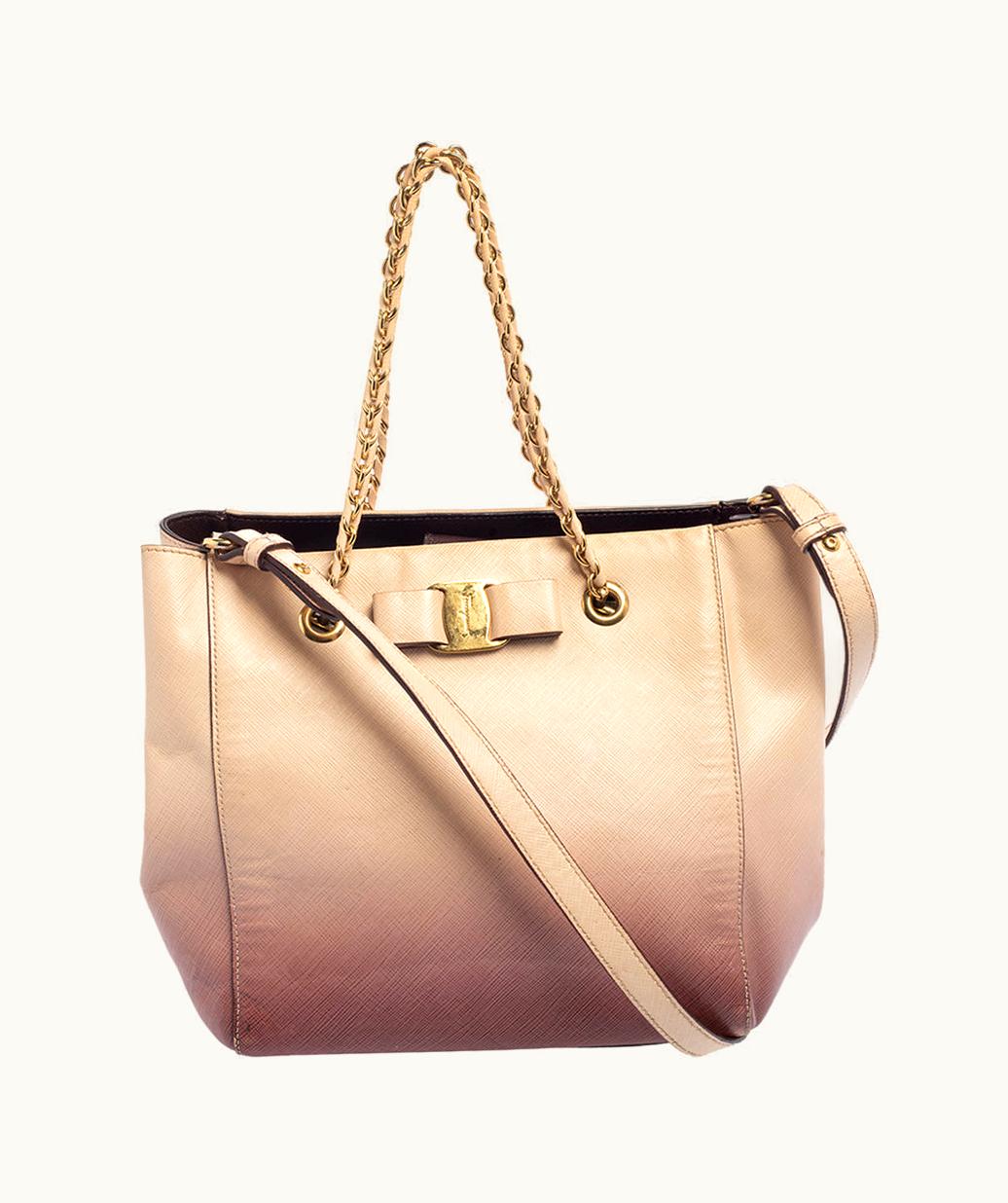 Salvatore Ferragamo Salvatore Ferragamo Ombre Pink Leather Vany Tote