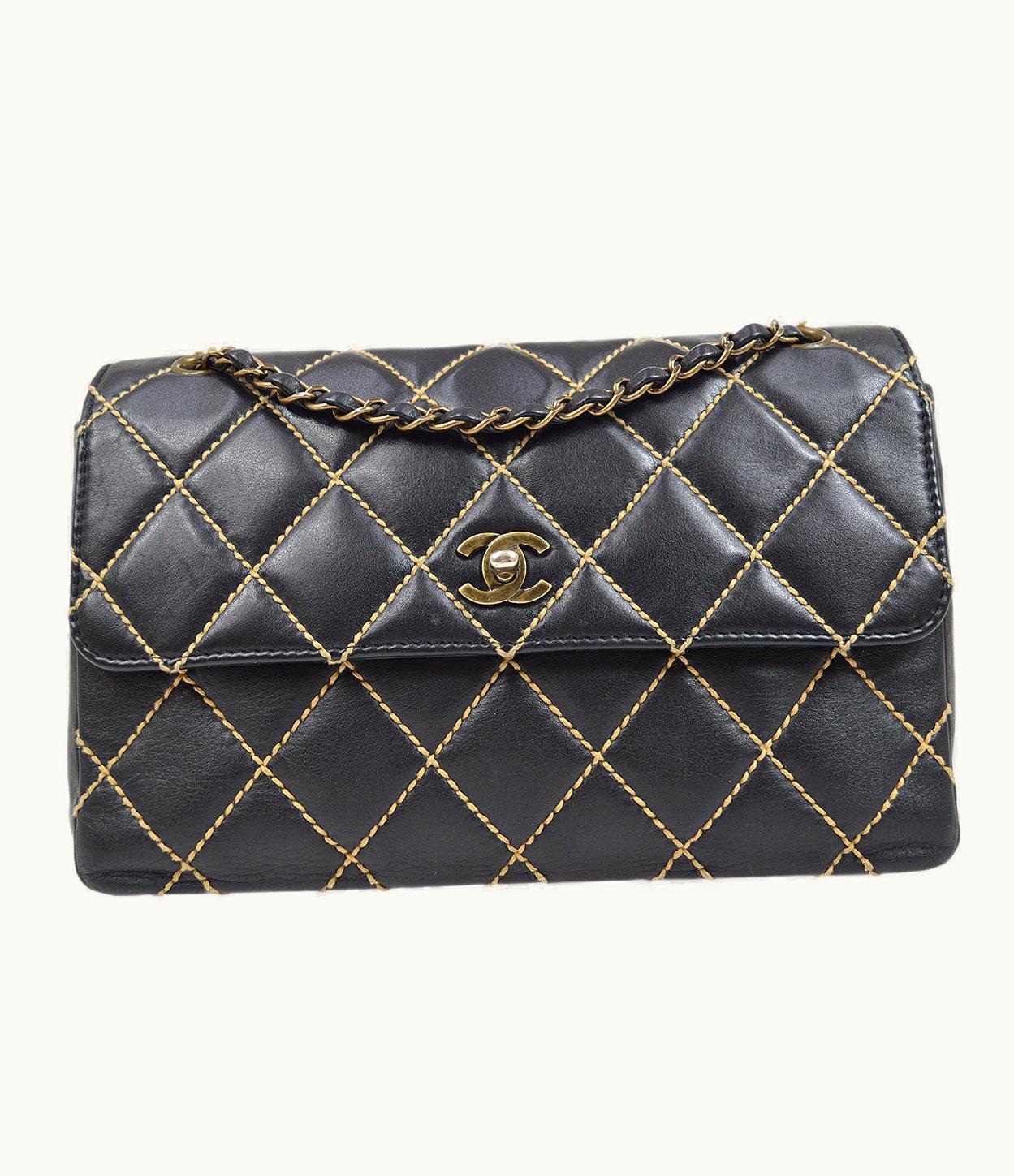 Chanel Chanel 2000-2001 Gunmetal Hardware Wild Stitch Straight Flap Large 93844