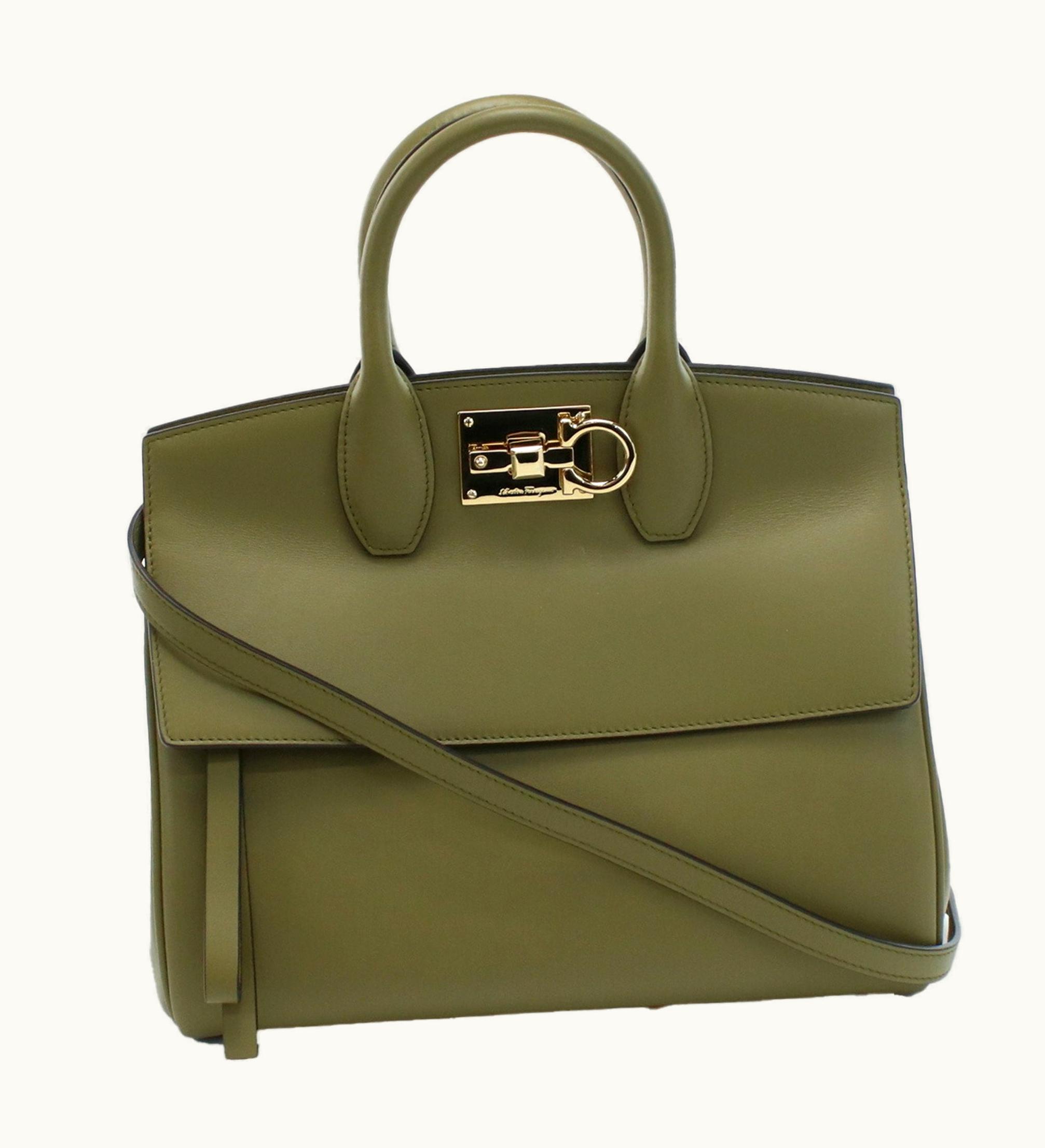 Salvatore Ferragamo Salvatore Ferragamo Ferragamo 21-H159 Handbag Calf Khaki Women's