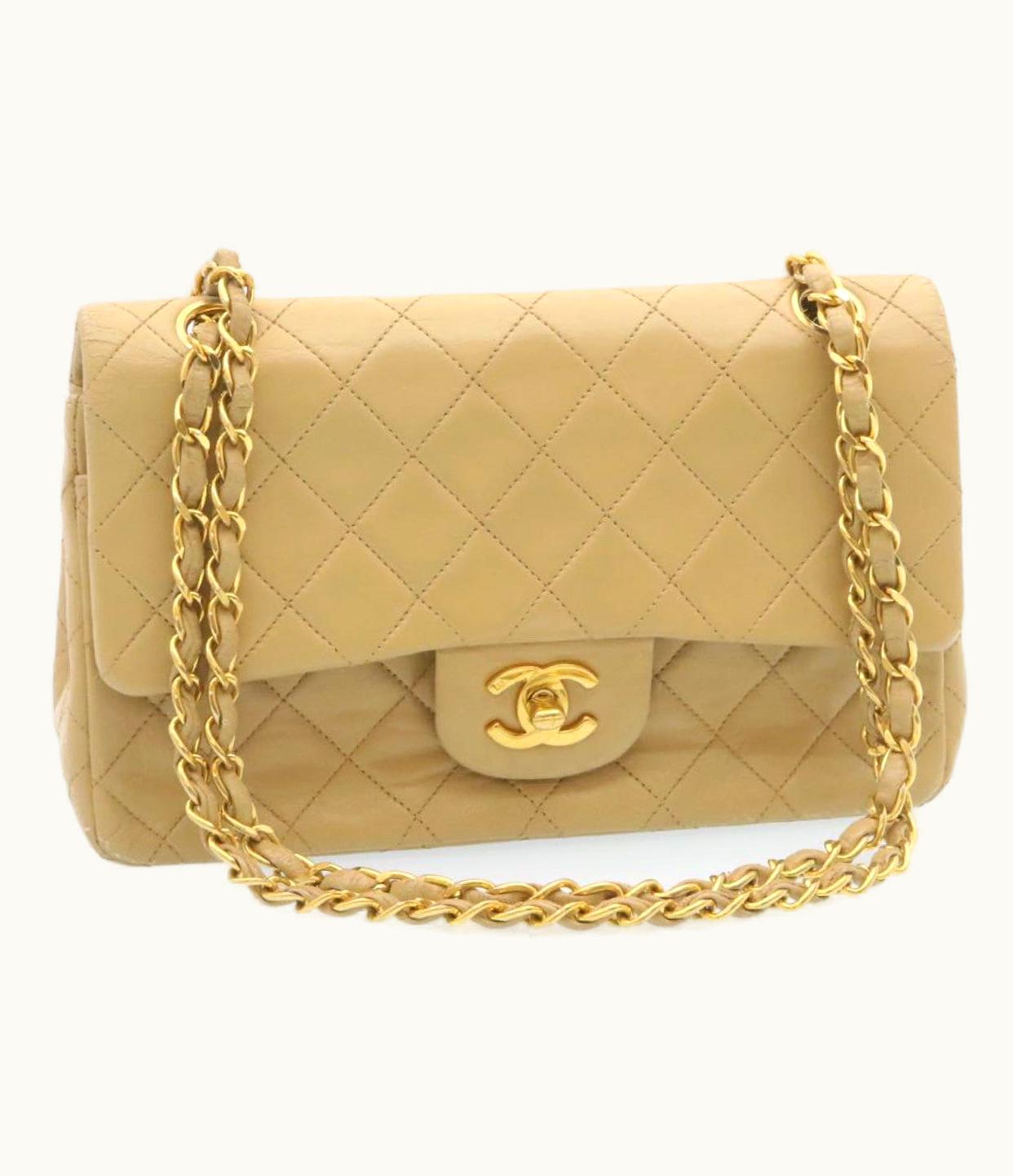 Chanel Chanel Classic Matelasse23 Chain Flap Shoulder Bag Lamb Skin Beige