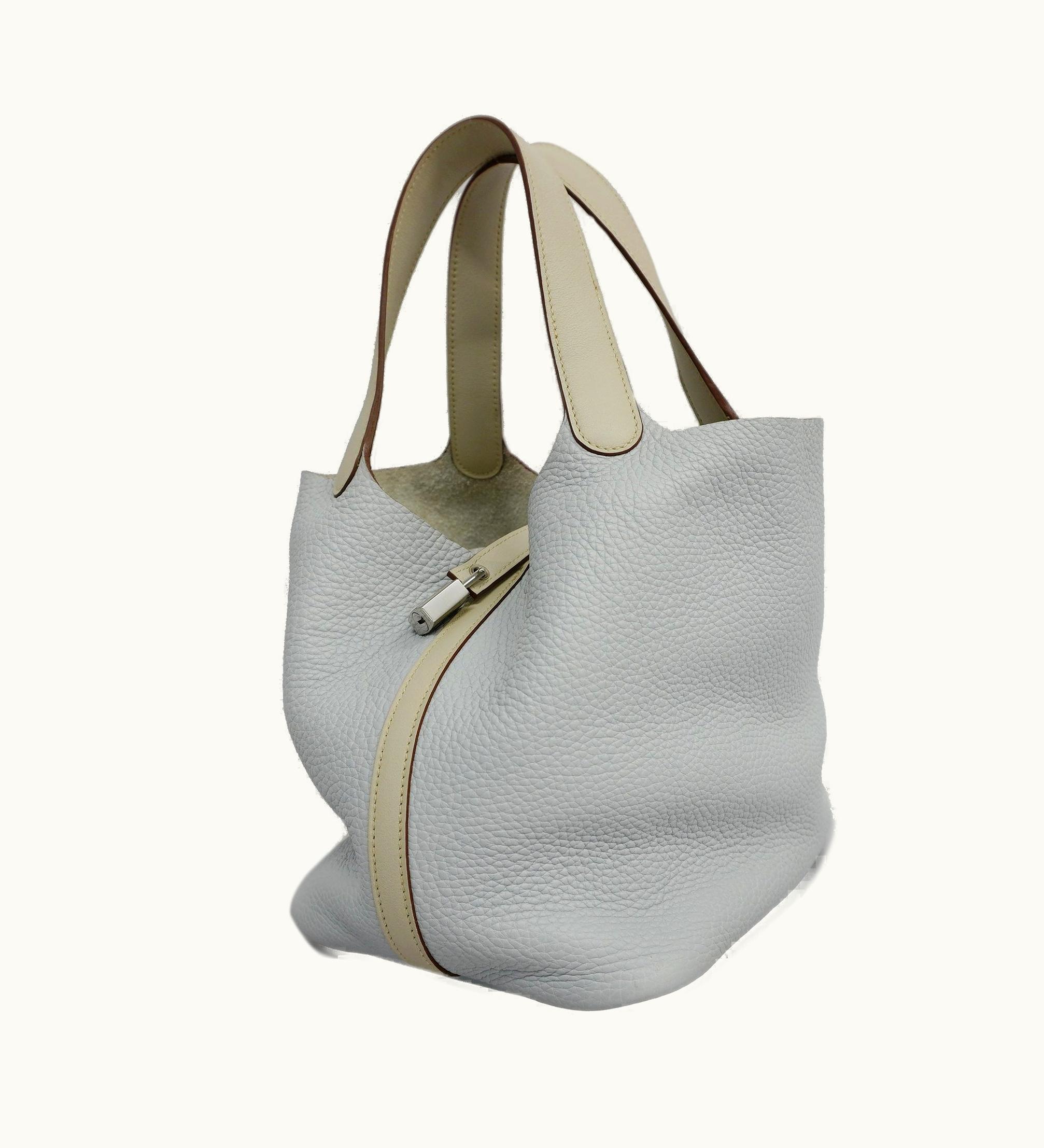 Hermès Hermès   Picotin Lock mm  R Engraved Blue Pale Taurillon Clemence Handbag