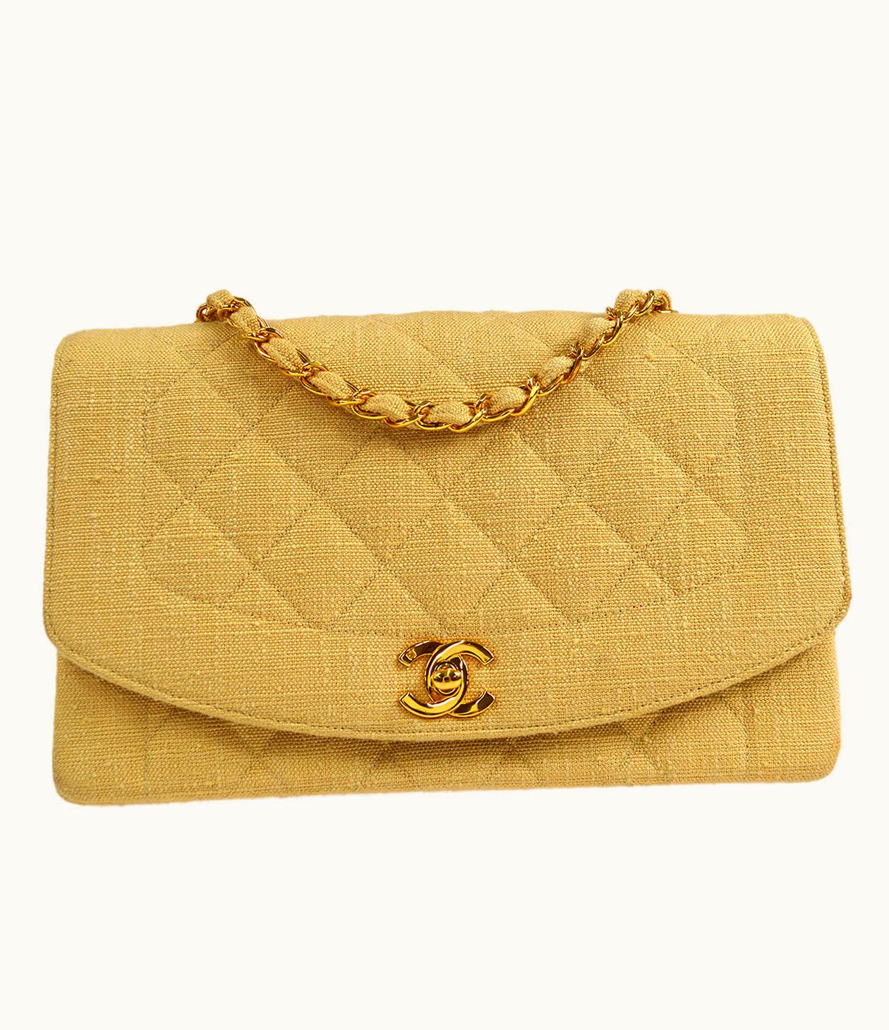 Chanel Chanel 1991-1994 Diana Flap Medium Beige Linen 27239