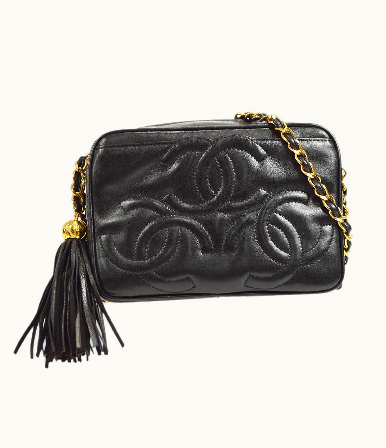 Chanel Chanel 1994-1996 Triple CC Camera Bag Mini Black Lambskin 46417