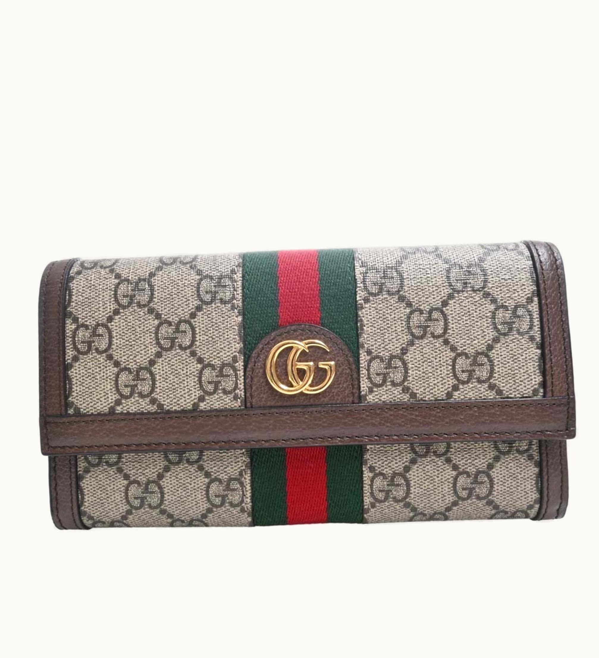 Gucci Gucci Ophidia GG Supreme Sherry Continental Long Wallet 523153 Beige Brown Women's