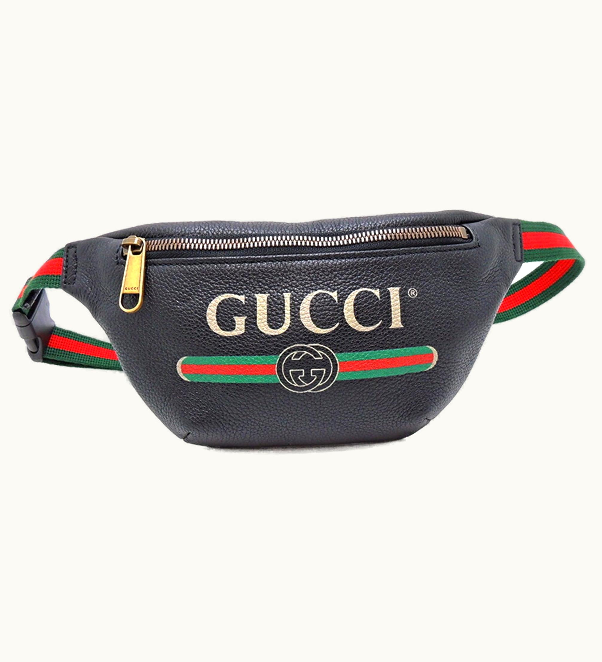 Gucci Gucci Body Bag Women's And Men's Waist 527792 Leather Black/Green X Red Green