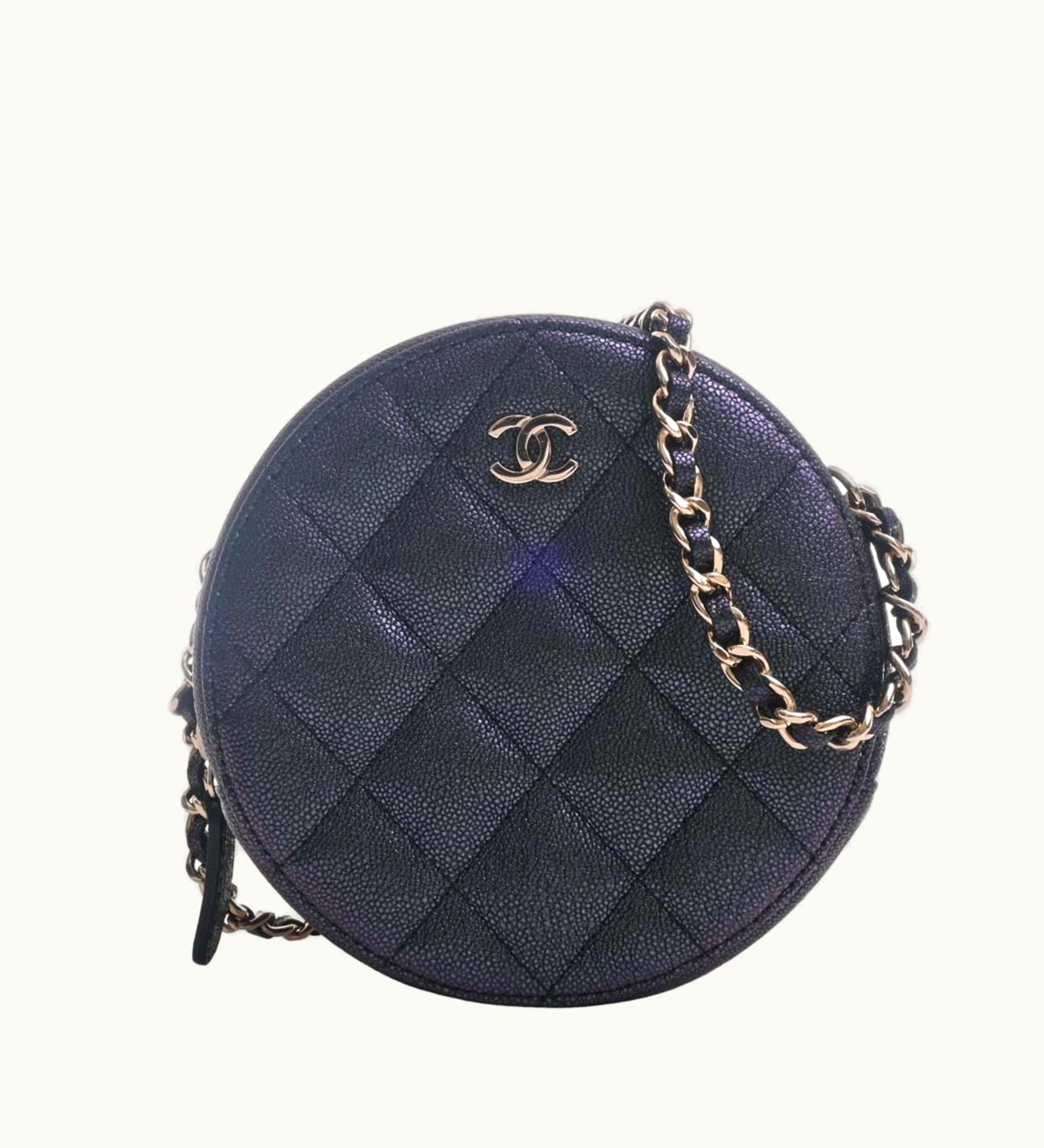 Chanel Chanel Caviar Skin Matelasse Coco Mark Chain Shoulder Bag Metallic Women's