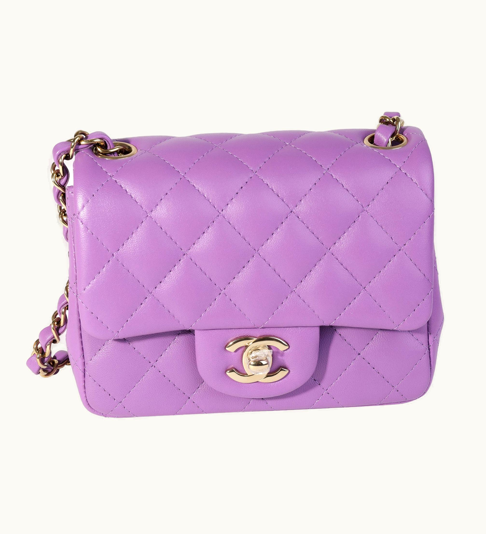 Chanel Chanel Classic Mini Square Flap Bag in Purple Lambskin