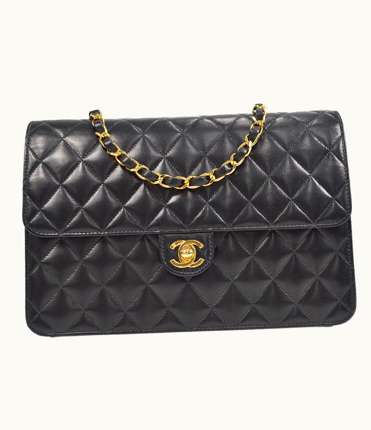 Chanel Chanel 2000-2001 CC Turnlock Half Flap Medium Black Lambskin 56817