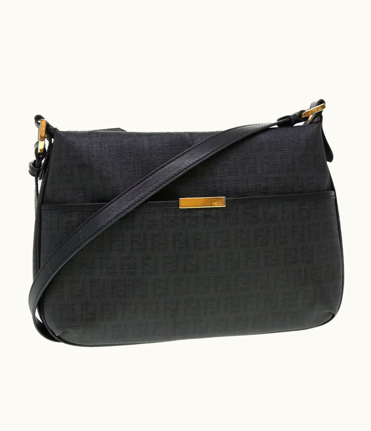 Fendi Fendi Zucchino Canvas Shoulder Bag Black 8Bt206-Fb5 129-2580