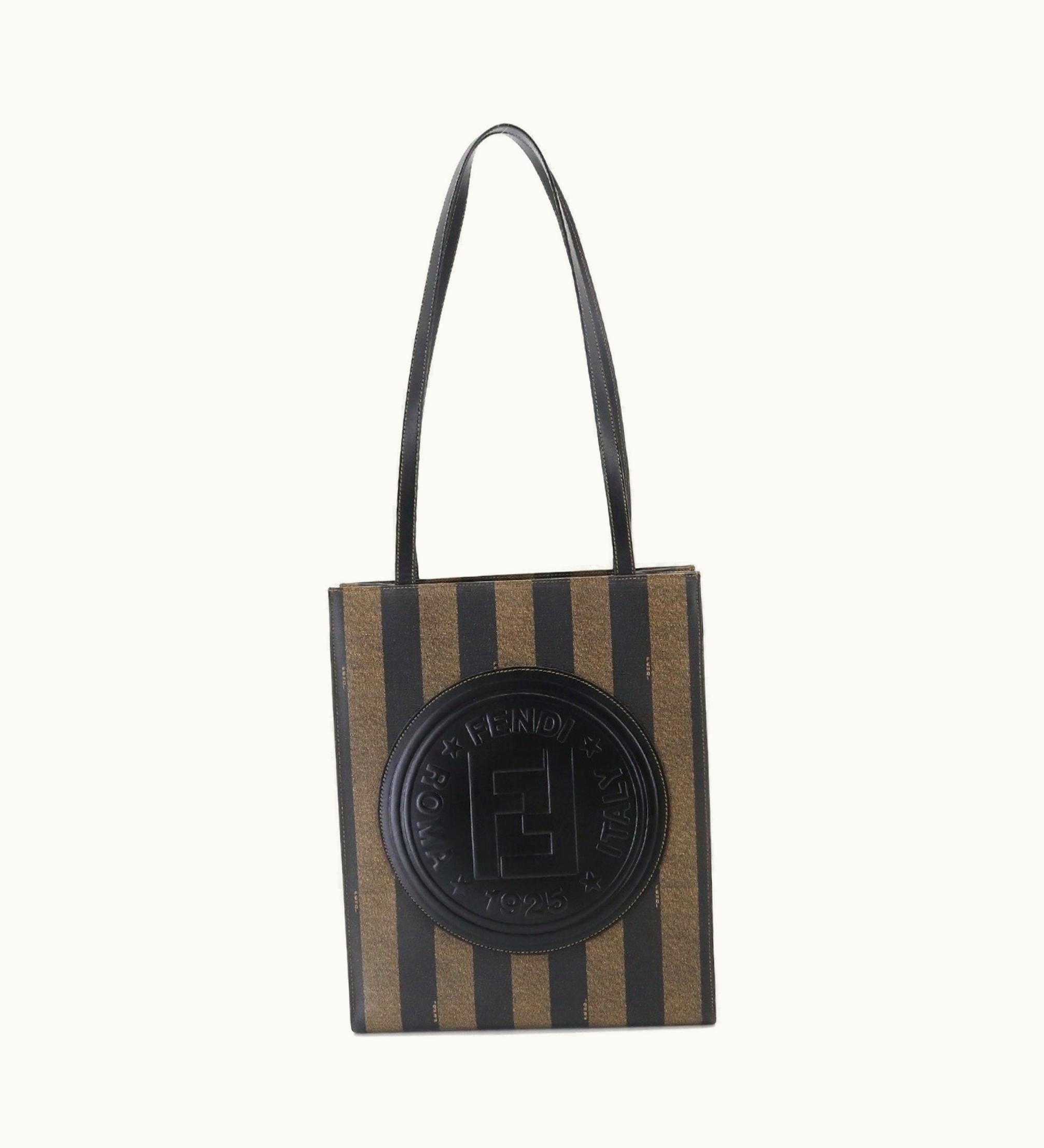 Fendi Fendi Pecan Tote Bag Pvc Leather Brown Black 258259980068 Gold Hardware