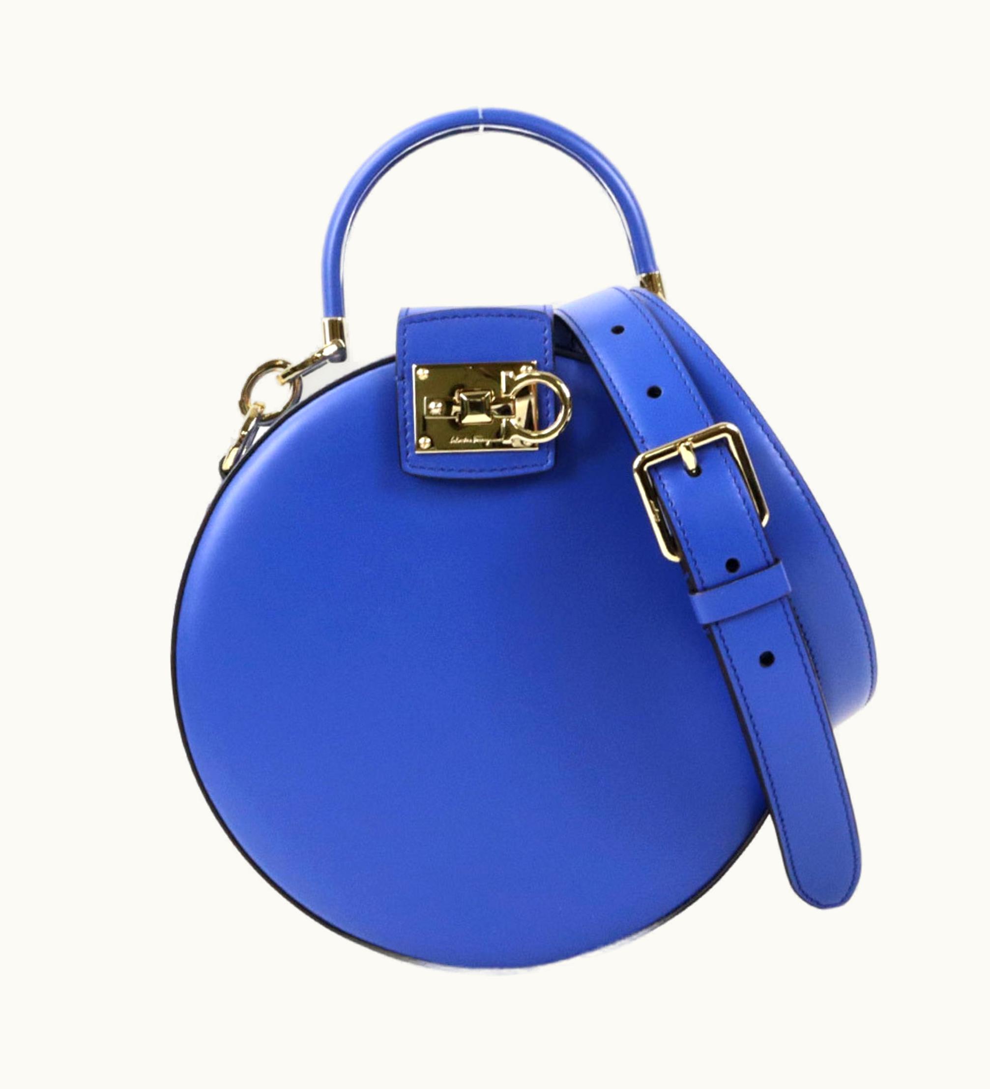 Salvatore Ferragamo Salvatore Ferragamo Crossbody Shoulder Bag Gancini Leather Blue Ladies