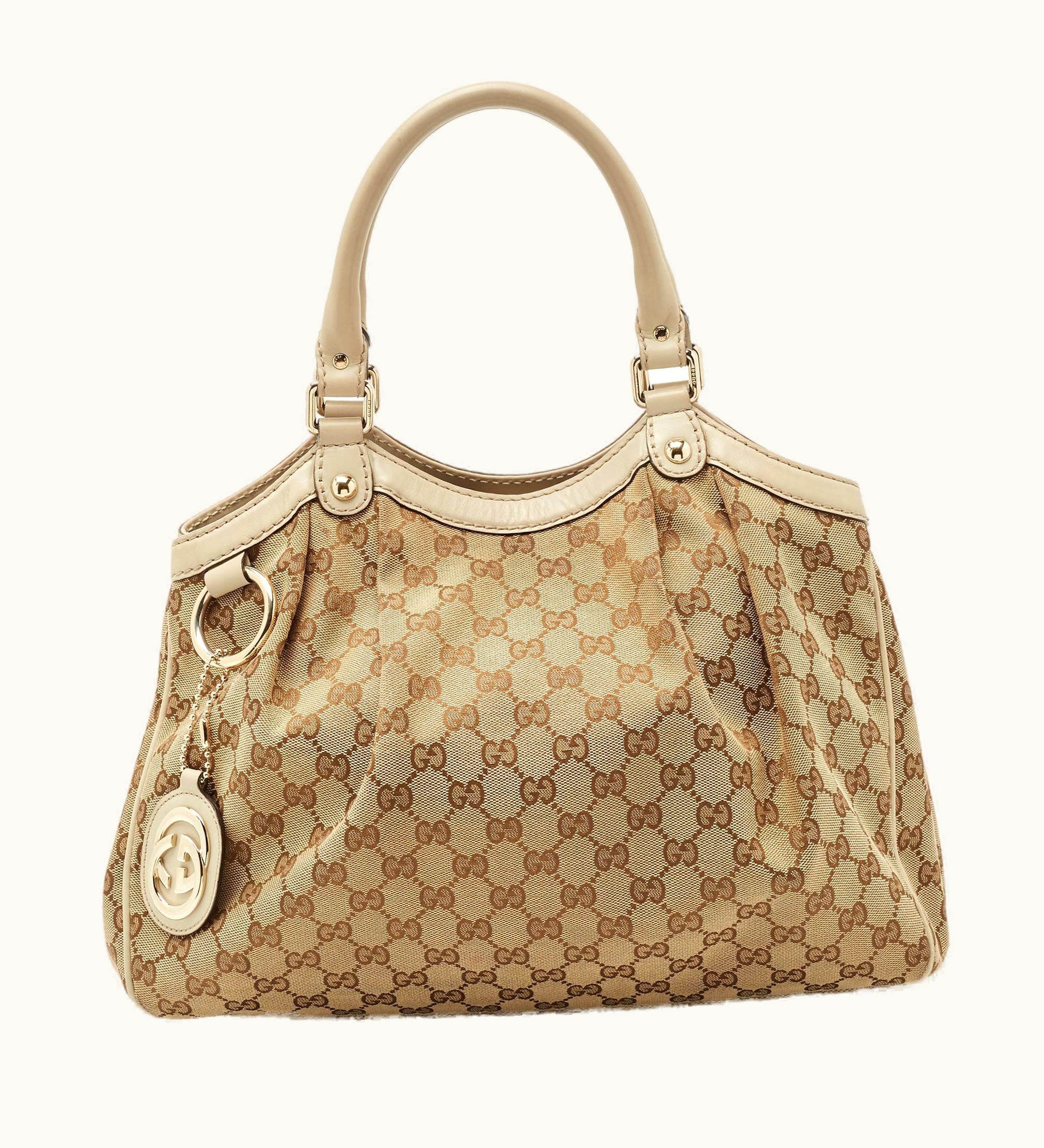 Gucci GUCCI Sukey Medium Hobo Tote Beige GG Canvas and Leather