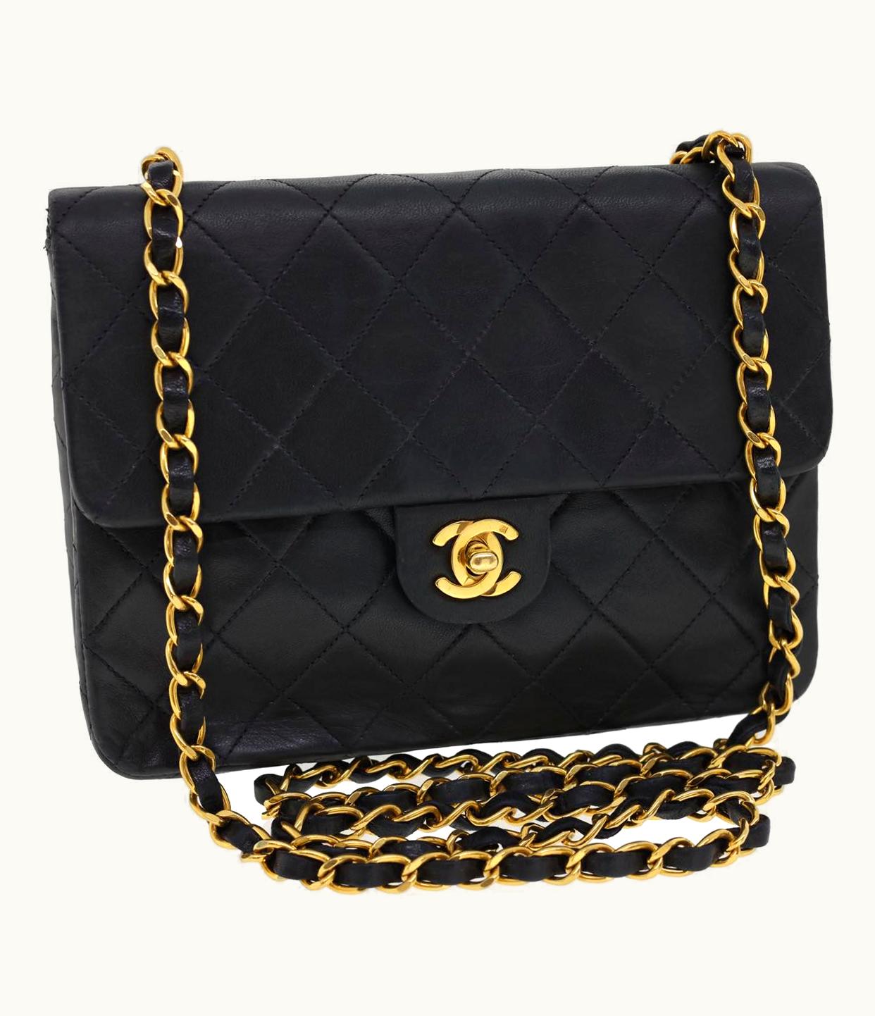 Chanel Chanel Matelasse Chain Flap Turn Lock Shoulder Bag Lamb Skin Black