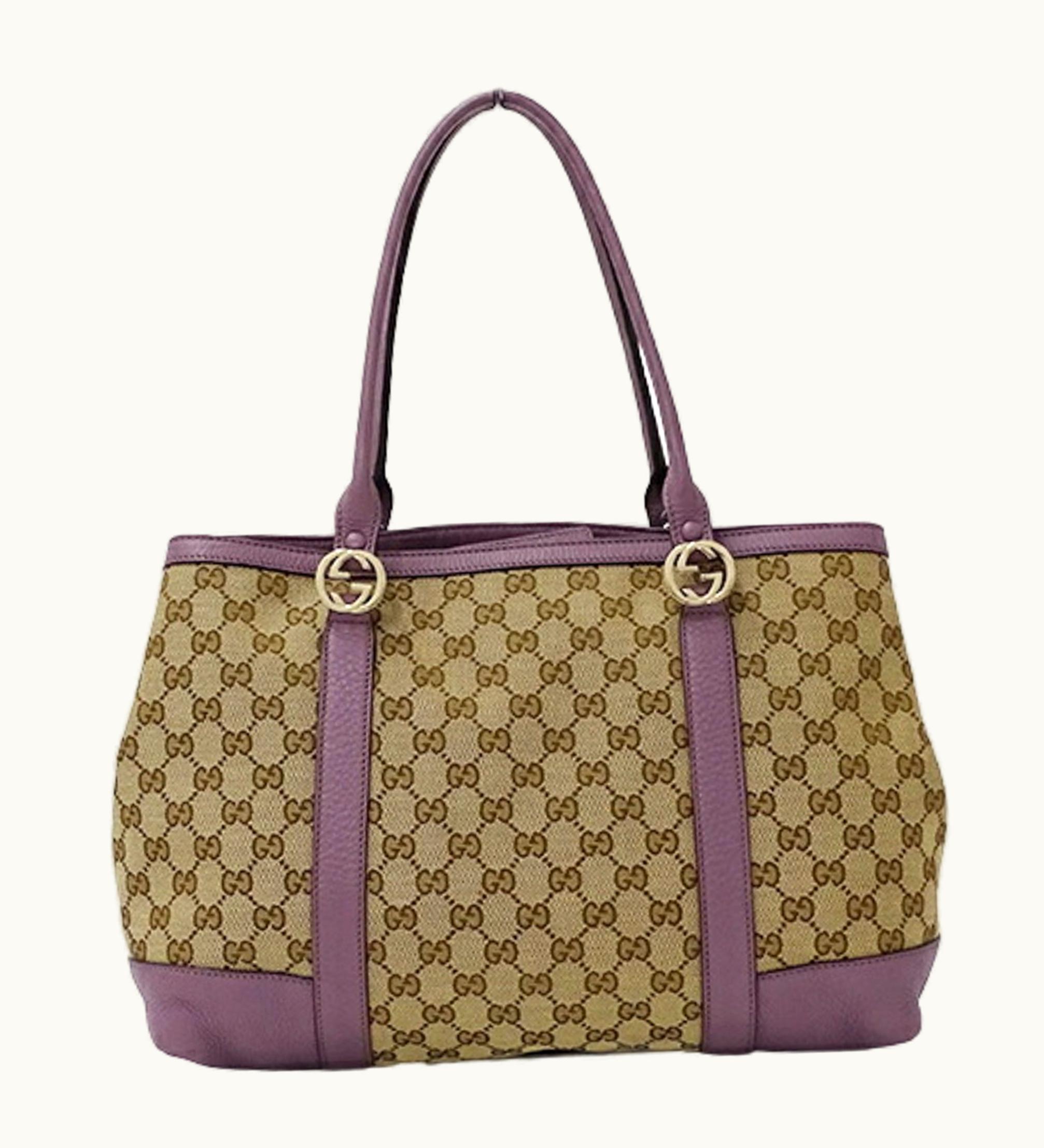 Gucci Gucci Bag Ladies Shoulder GG Canvas Leather Brown Beige Purple 353122