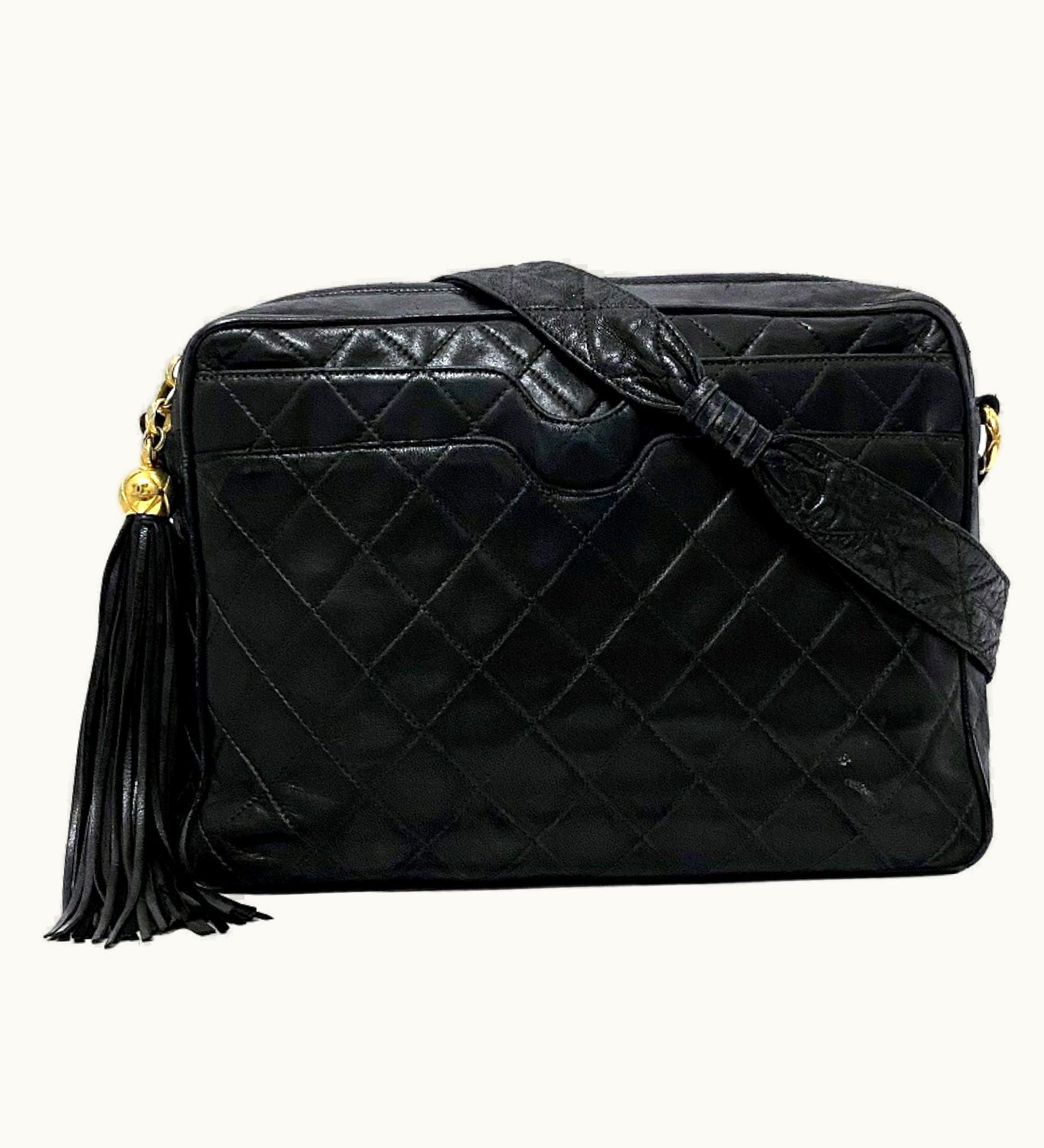 Chanel Chanel Shoulder Bag Black Gold Matelasse Leather Lambskin 6Th Chanel Tassel Coco Mark Ball Charm Soft