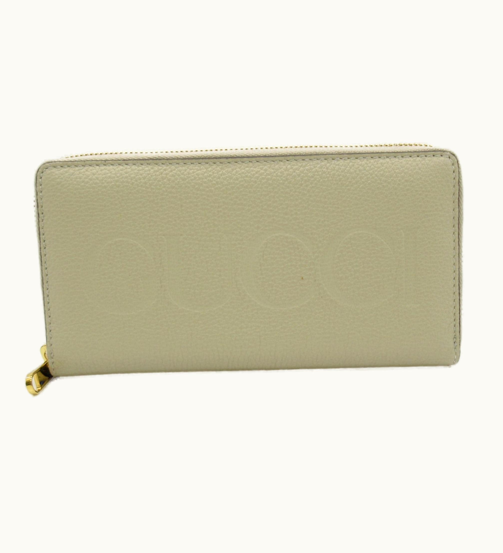 Gucci Gucci Logo Zip Around Wallet Round Long Wallet Ivory Leather 658691