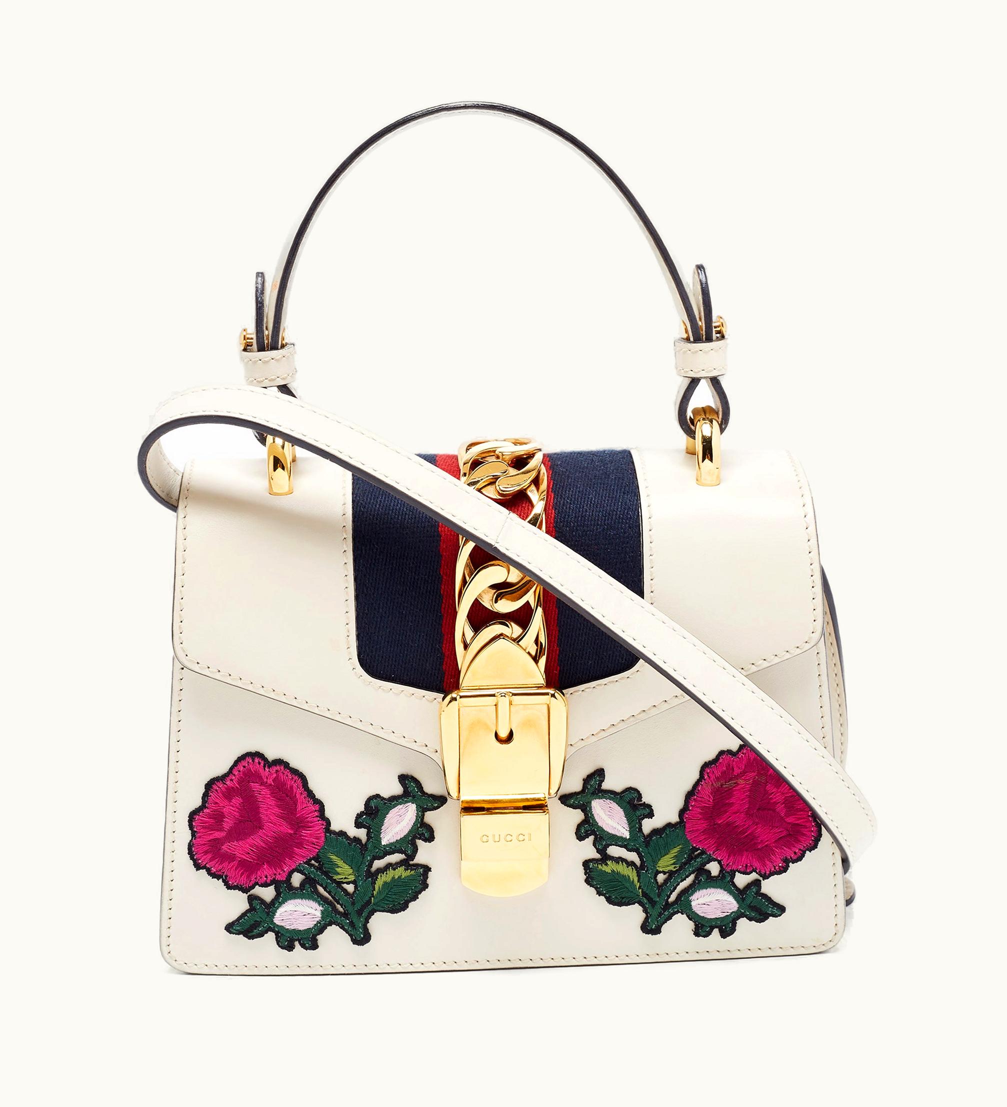 Gucci Gucci White Leather Mini Sylvie Top Handle Bag
