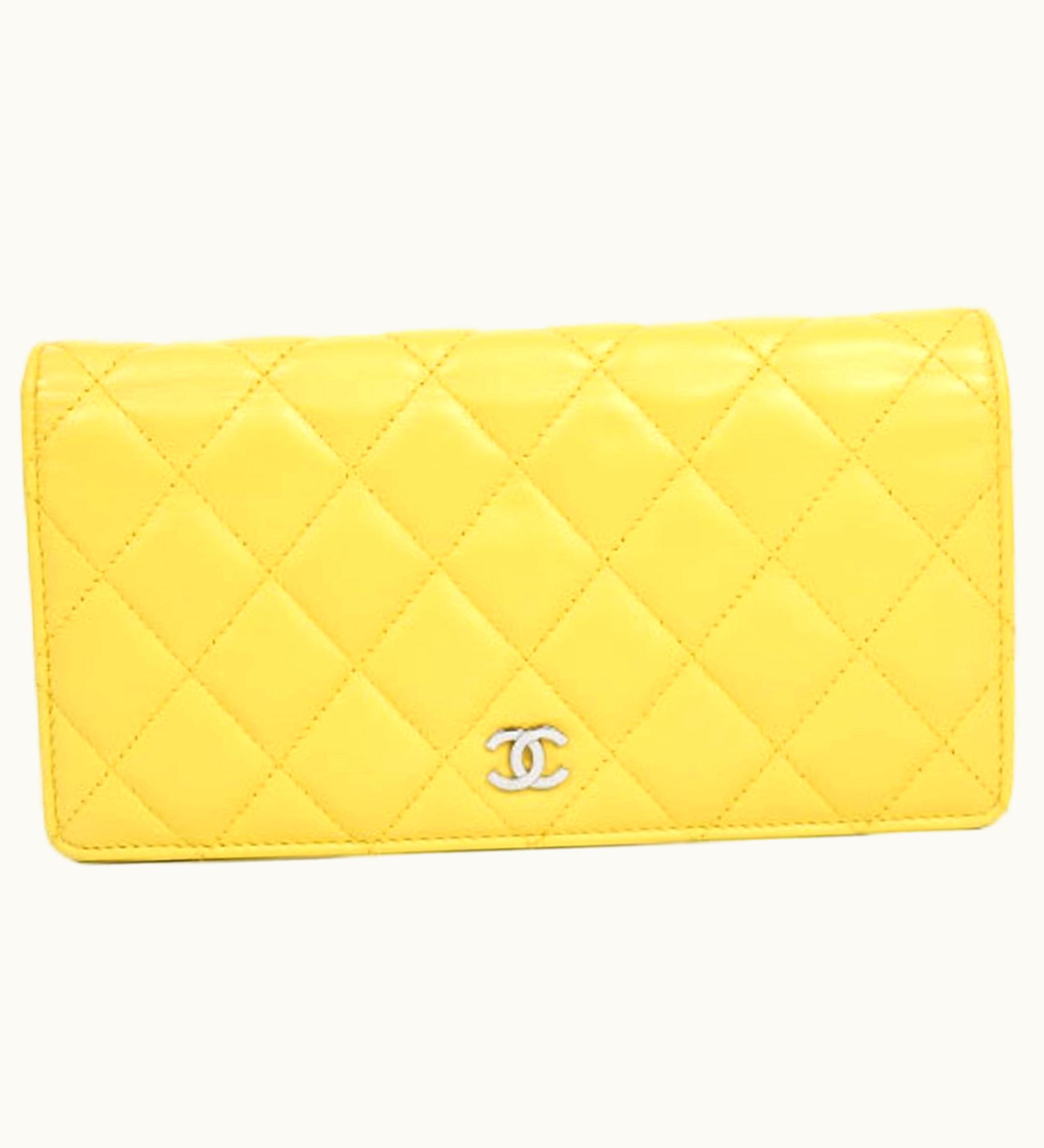 Chanel Chanel Timeless Classic Matrasse Long Wallet Yellow Lambskin A31509