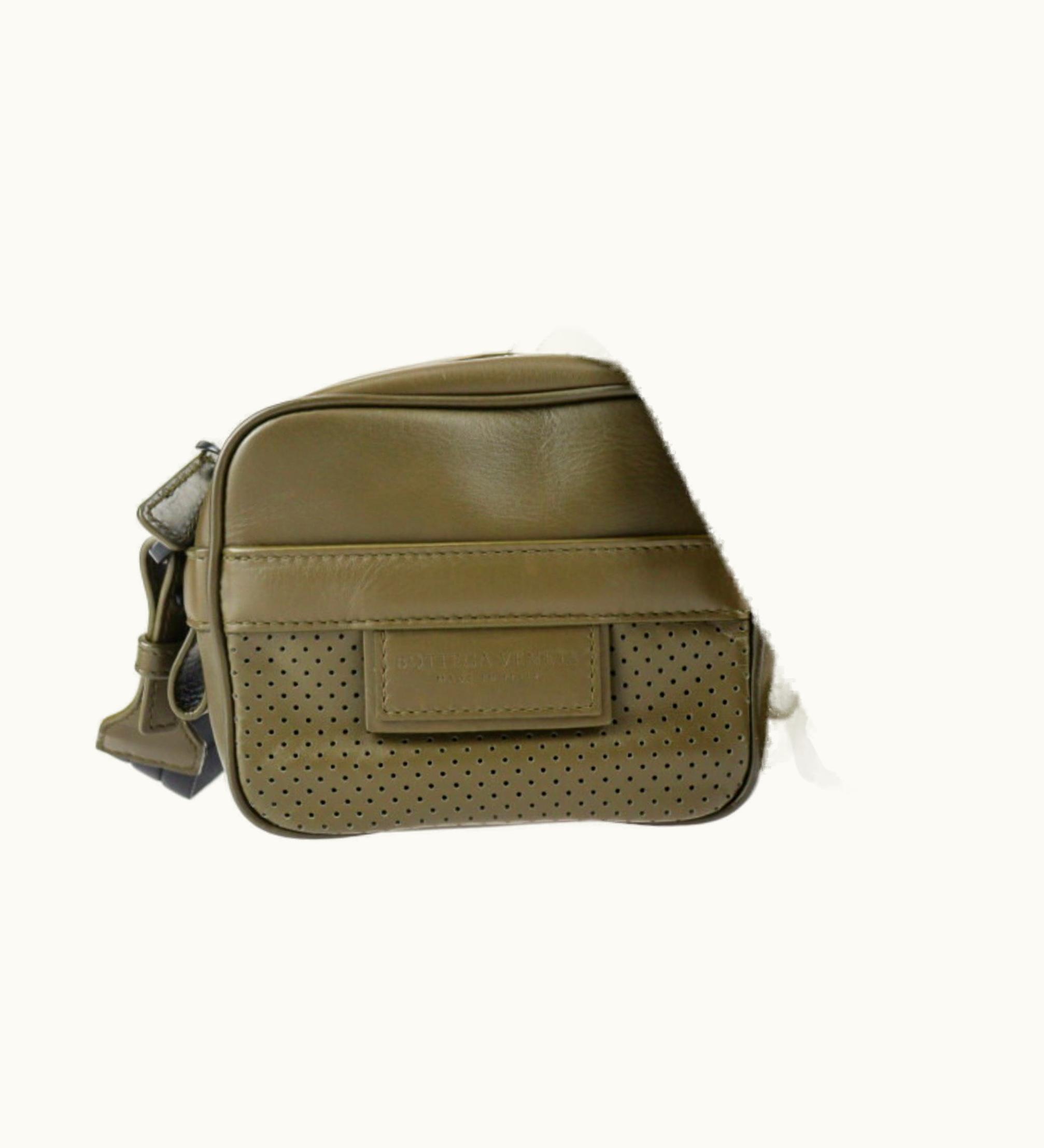Bottega Veneta Bottega Veneta Shoulder Bag Lambskin Khaki Olive System Black Metal Fittings 3Way Pouch Belt Mini Punching