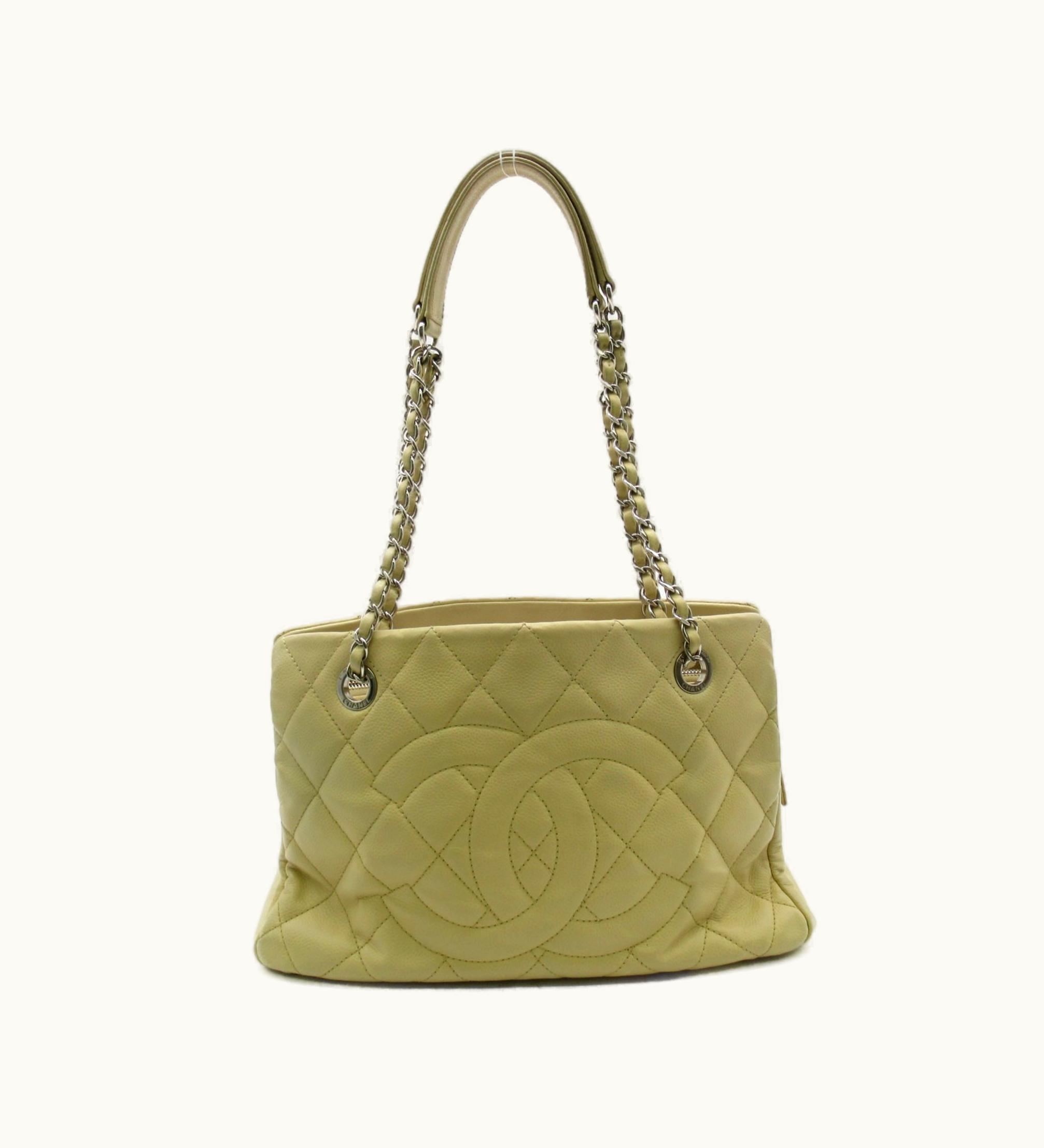 Chanel Chanel Chain Tote Beige Caviar Skin [Grained Calf]