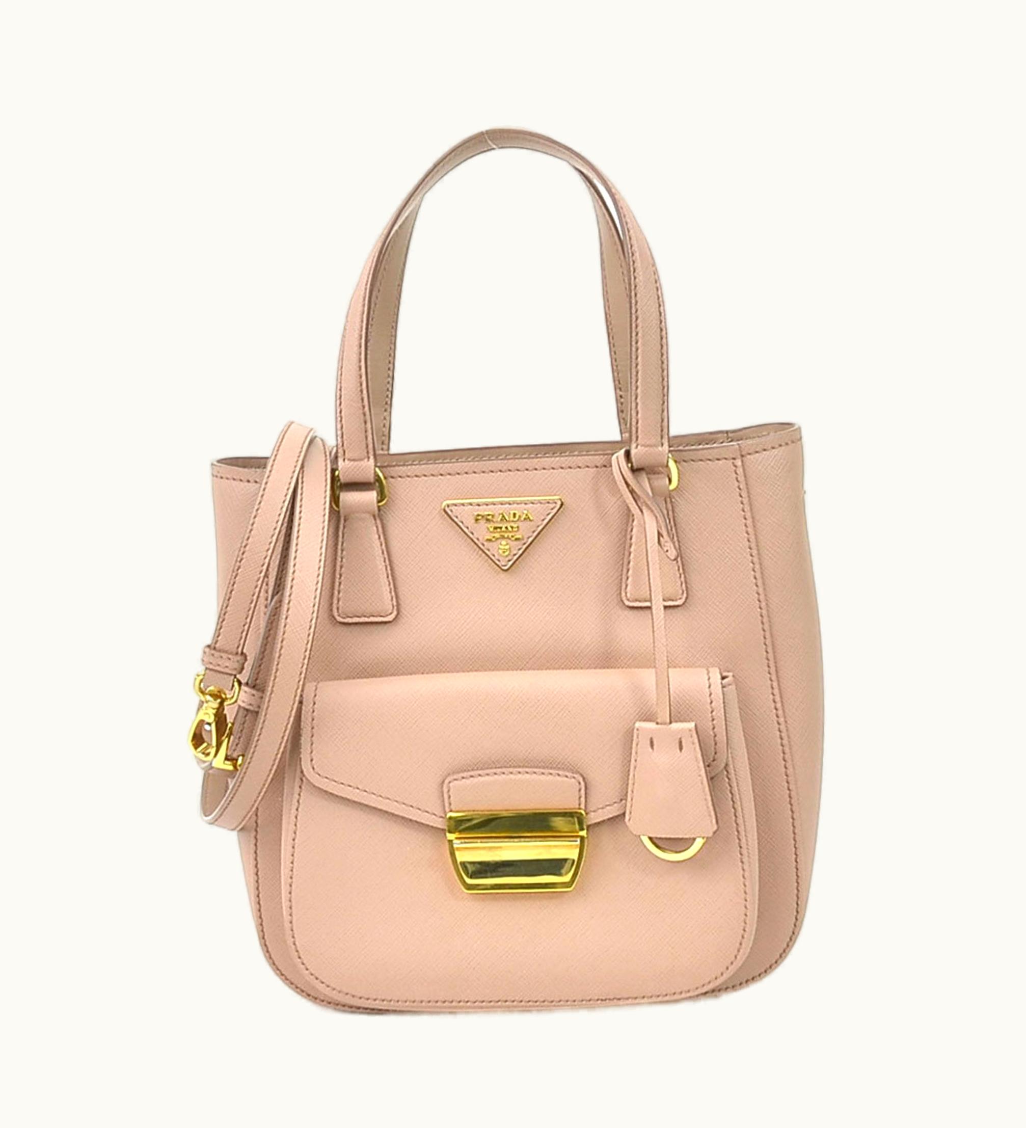 Prada Prada Handbag Crossbody Shoulder Bag Leather Pink Beige Ladies 1Ba254