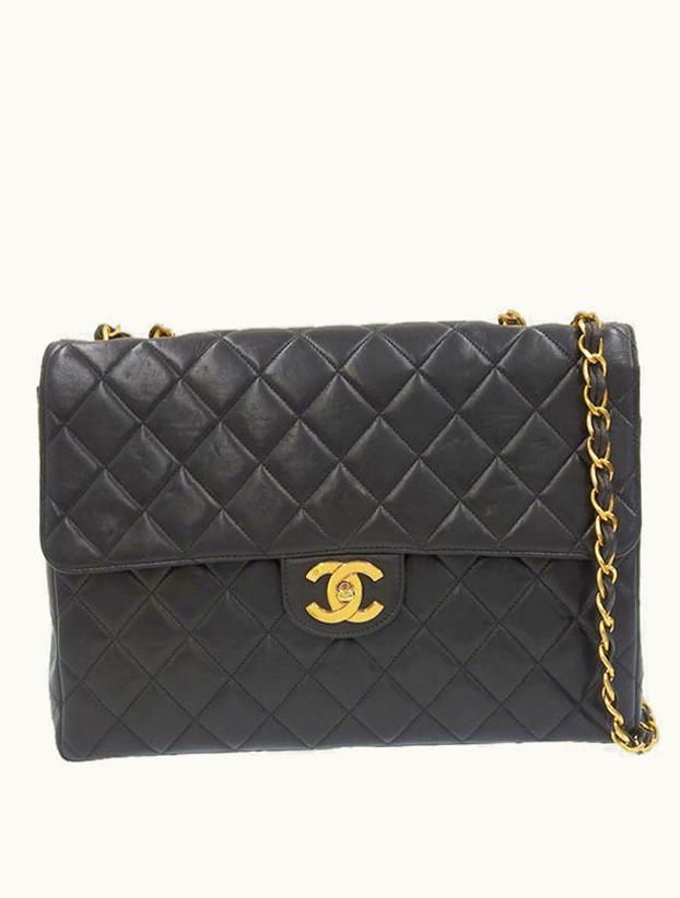 Chanel Chanel Around 1997 Made Classic Flap Chain Bag Jumbo Black