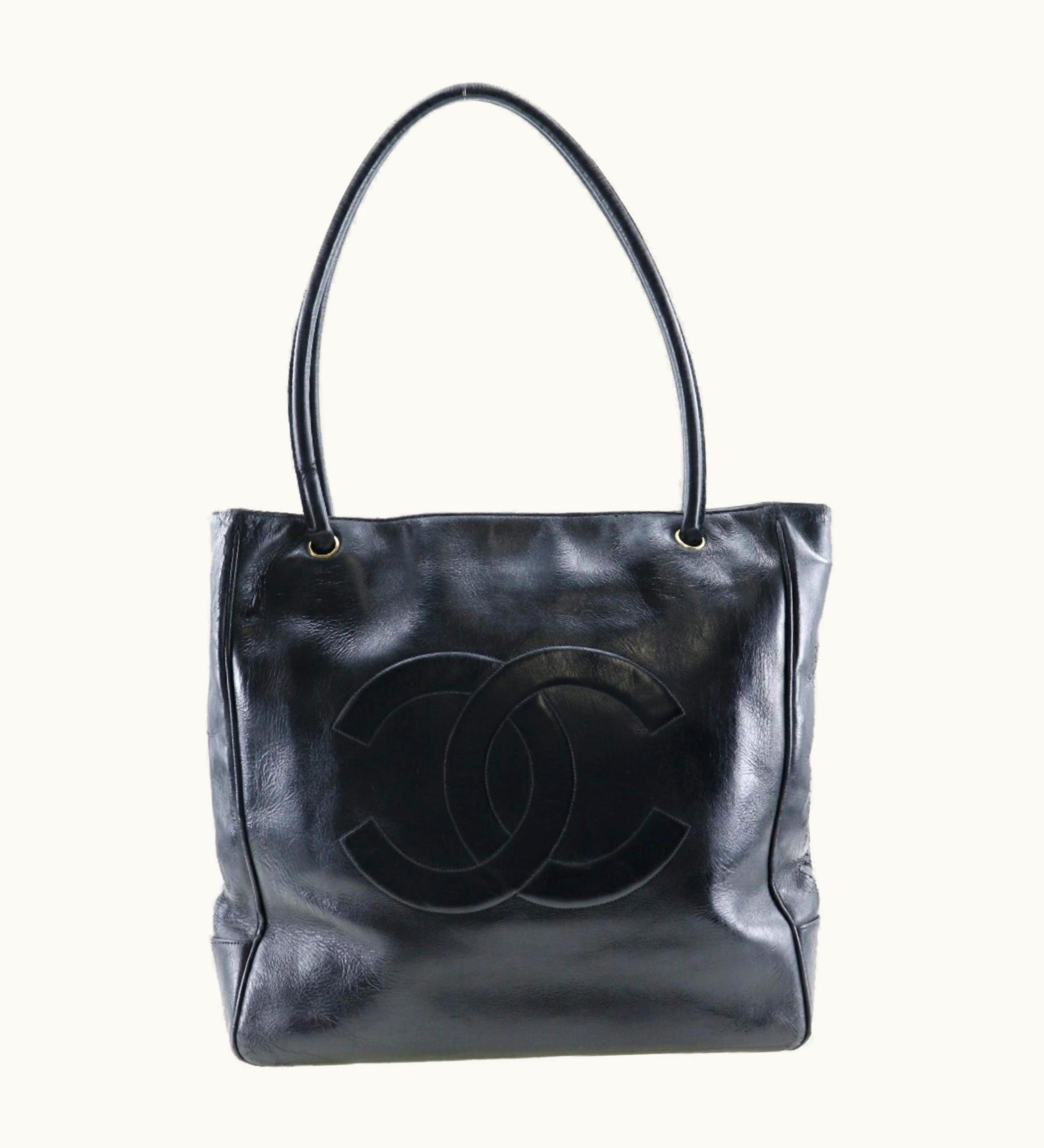 Chanel Chanel Coco Mark Tote Bag Calf Black Shoulder A4 Magnetic Type Ladies