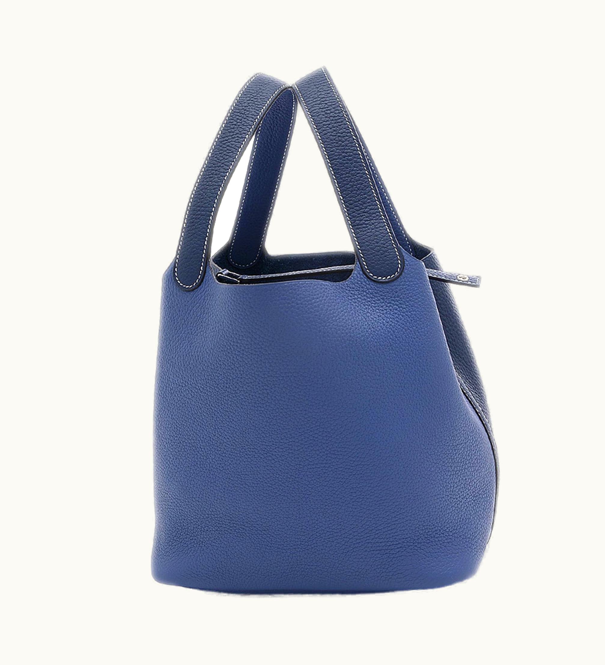 Hermès Hermès Picotin Lock MM 22 Kazak Taurillon Blue Safir Brighton Z Engraved Handbag