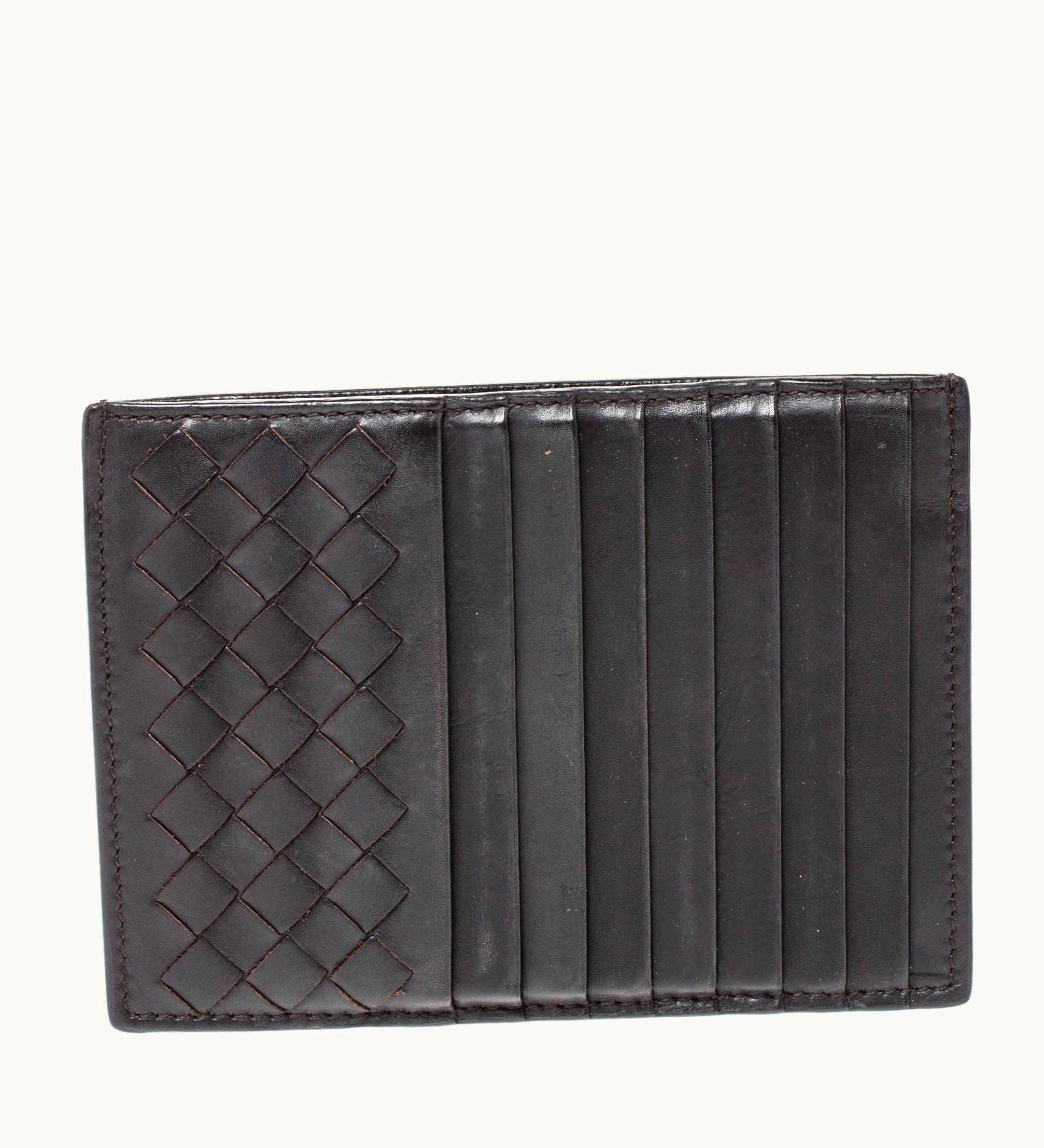 Bottega Veneta Bottega Veneta Dark Brown Leather Zip Card Holder