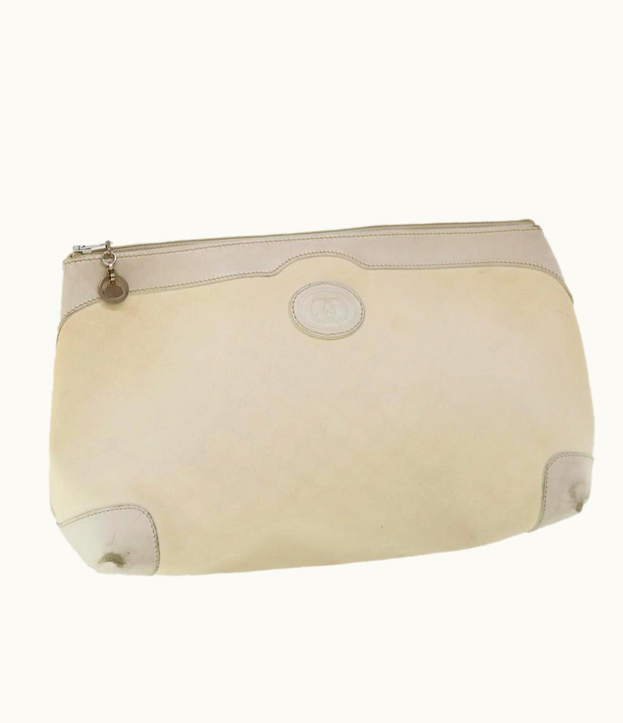 Gucci Gucci Micro GG Canvas Clutch Bag White 014.904.0597