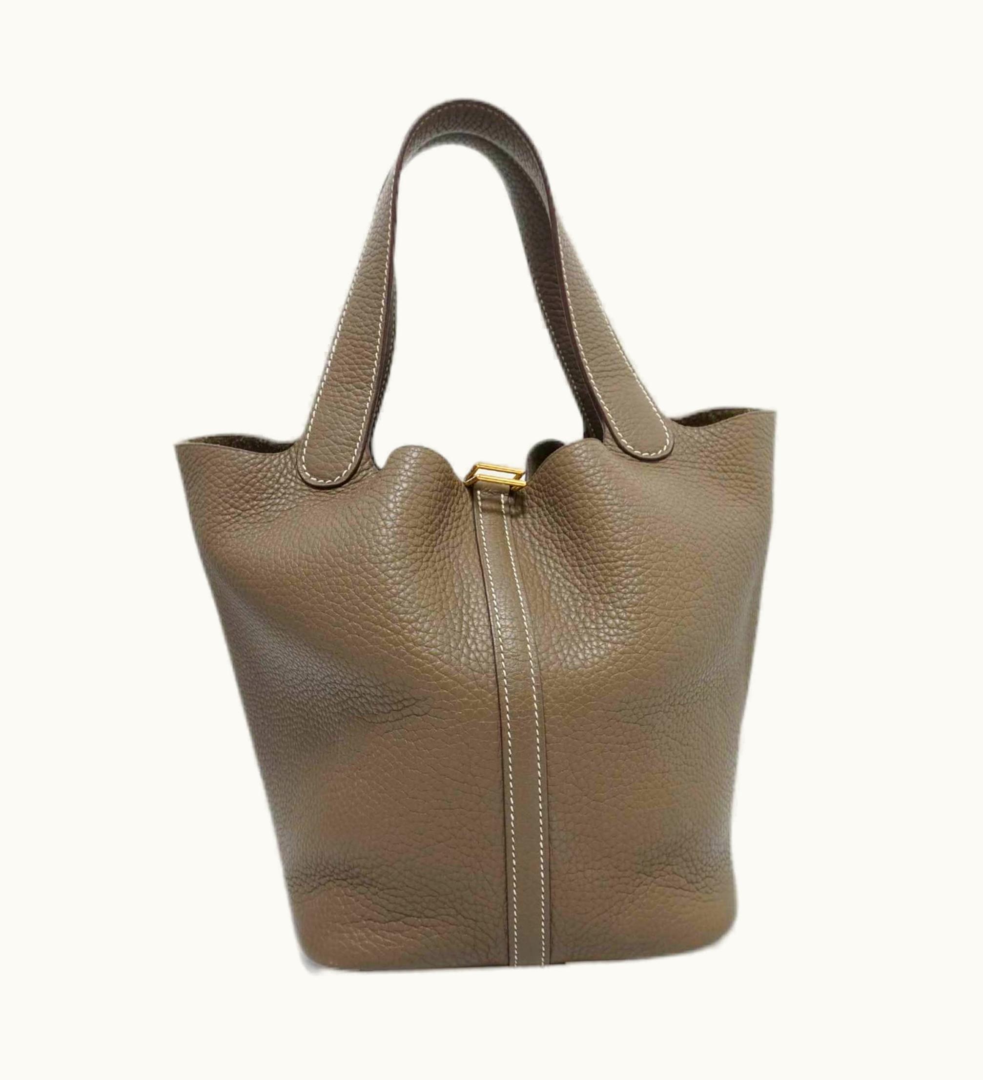 Hermès Hermès Picotin Lock MM Handbag Tote Bag Etoupe [G Fittings] Taurillon Y Engraved Women's Leather