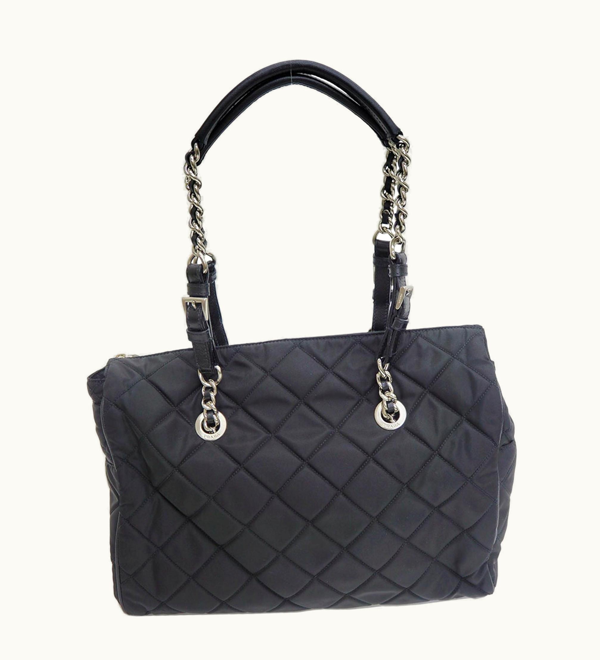 Prada Prada Quilted Chain Shoulder Bag Black Br2234 Tote